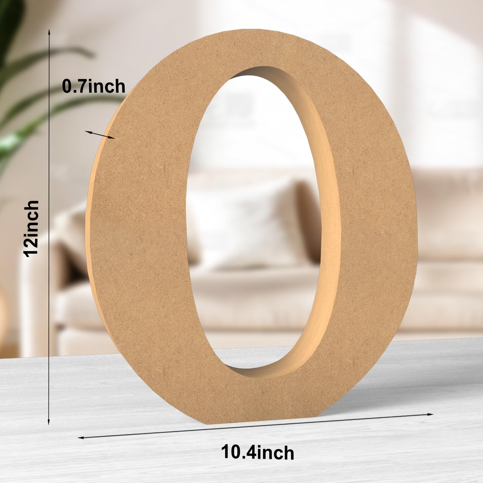 Aruatu 12 Inch Balsa Wooden Letters Unfinished Wood Letters for Wall Decor Decorative Standing Letters Large Letters for wall Decoration for Craft Home Party Projects (O) - Image 2