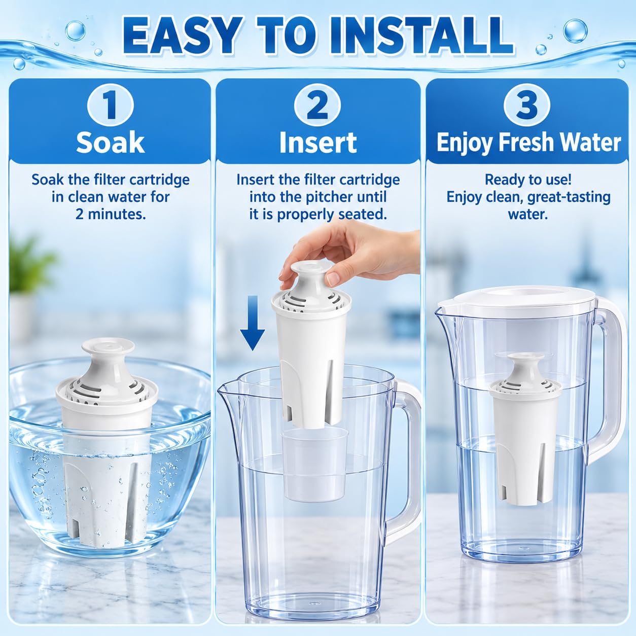 Wasserfilterkartusche für Kenwood WF96, Weiß 3er Pack