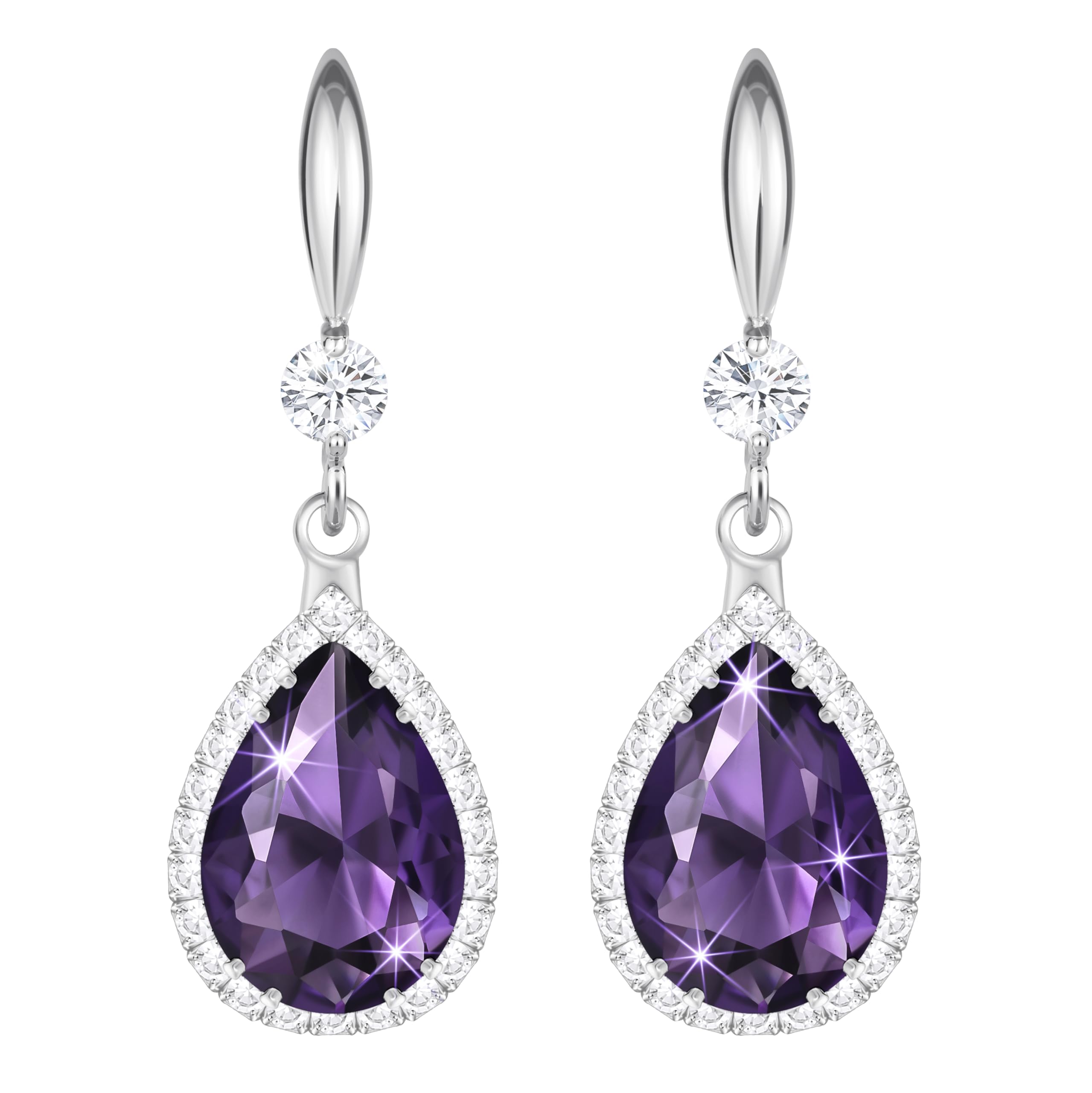 Linawe Diamond Crystal Rhinestone Cubic Zirconia Dangle Drop Earrings Dangling 14K Gold and Rose Gold Birthstone Costume Jewelry Accessories Gift for Women Mom Wife Her Wedding Bride Bridesmaid Girls