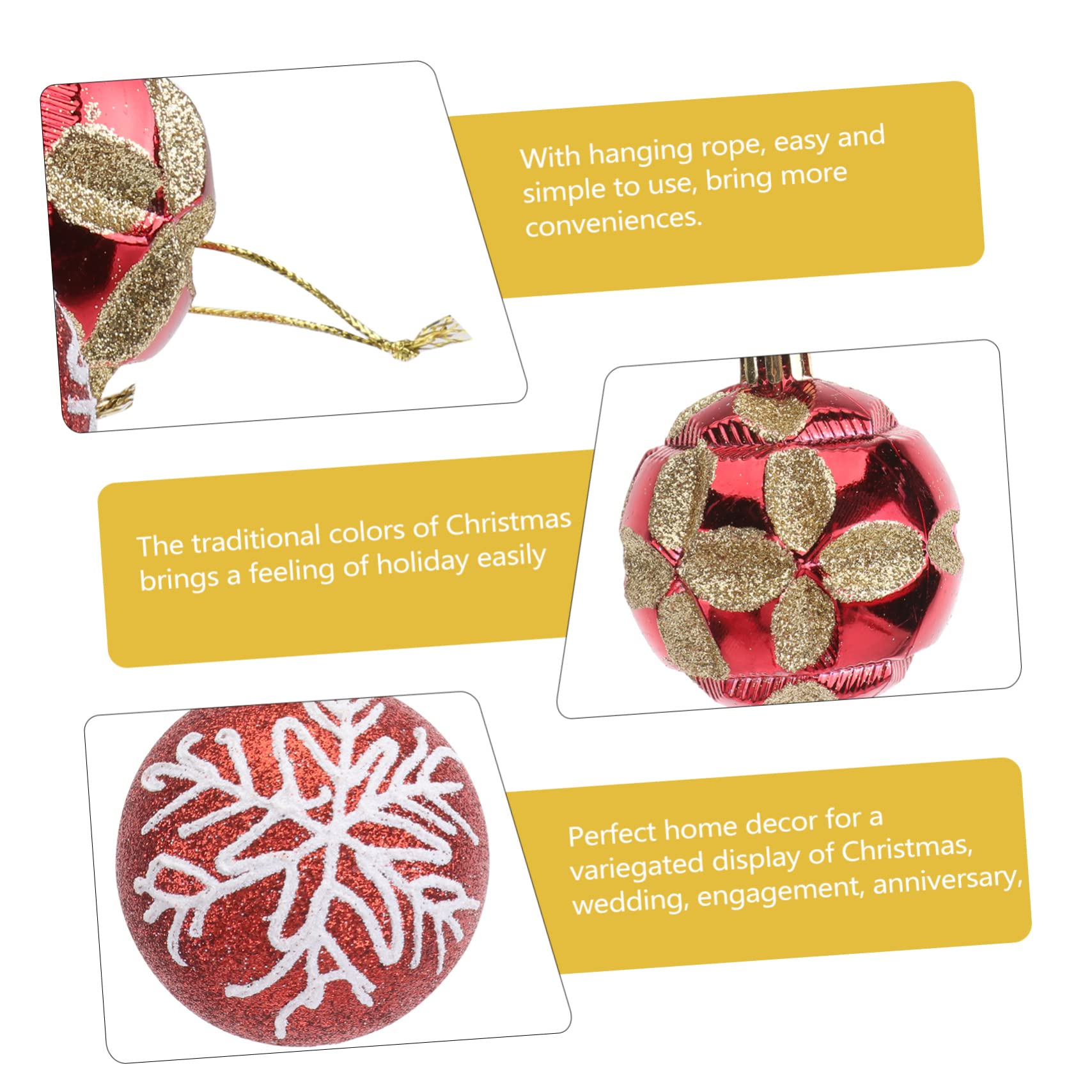 Pièces Décorations d'arbre De Noël Ornements De Boule pour Le Sapin De Noël Ornements De Boules De Mini Boules De Noel Décor Suspendu De 6cm Balle Suspendue