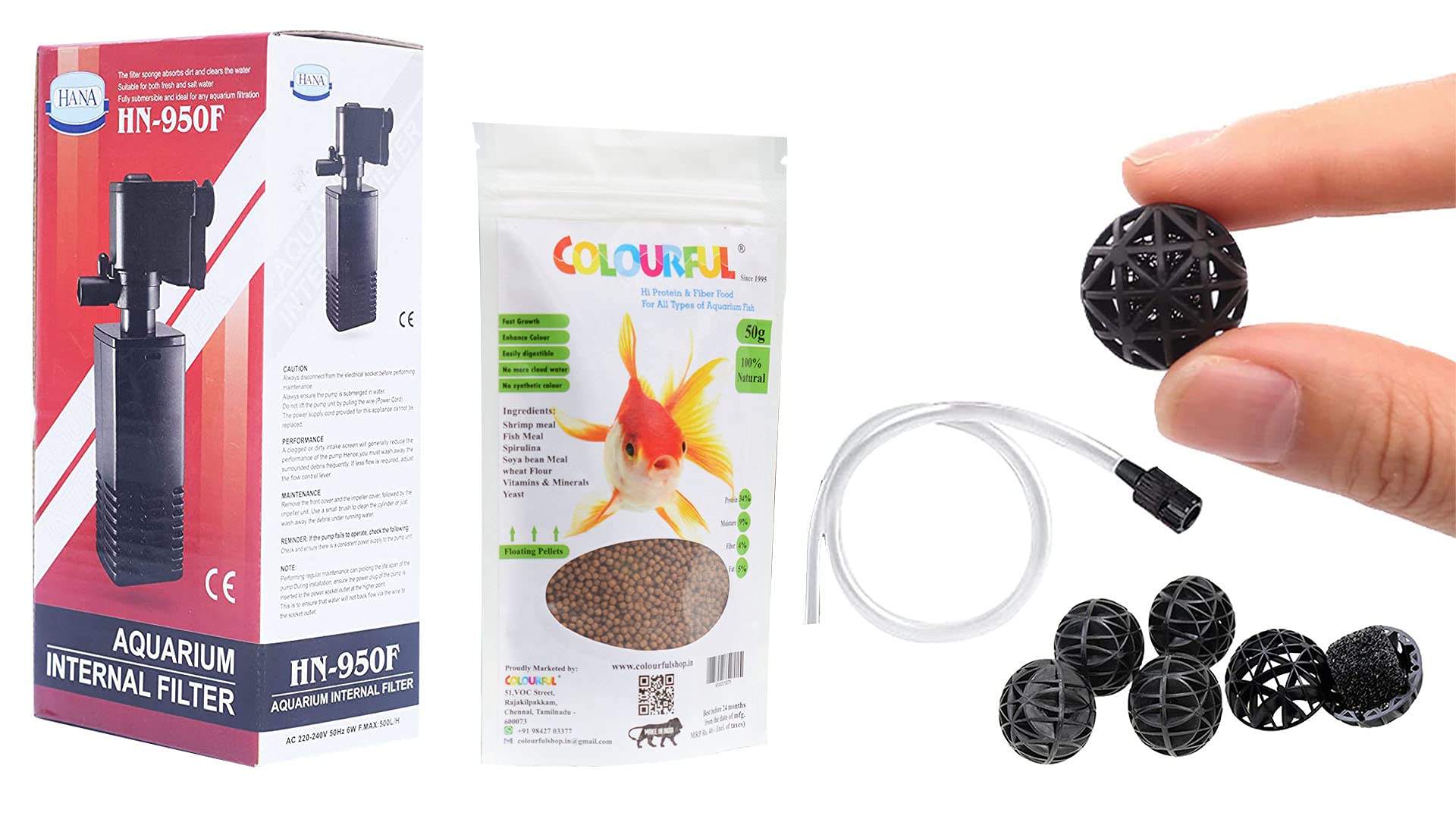 Colourful® - Internal Aquarium Tank Filter Oxygen Increasing Filtration Water Pump Waves Making Submersible Fish Tank Filter (HN-950F + 3 Bio Ball, Flow Rate 500 L/H) (B097N9RBJD) Amazon Price History, Amazon Price Tracker
