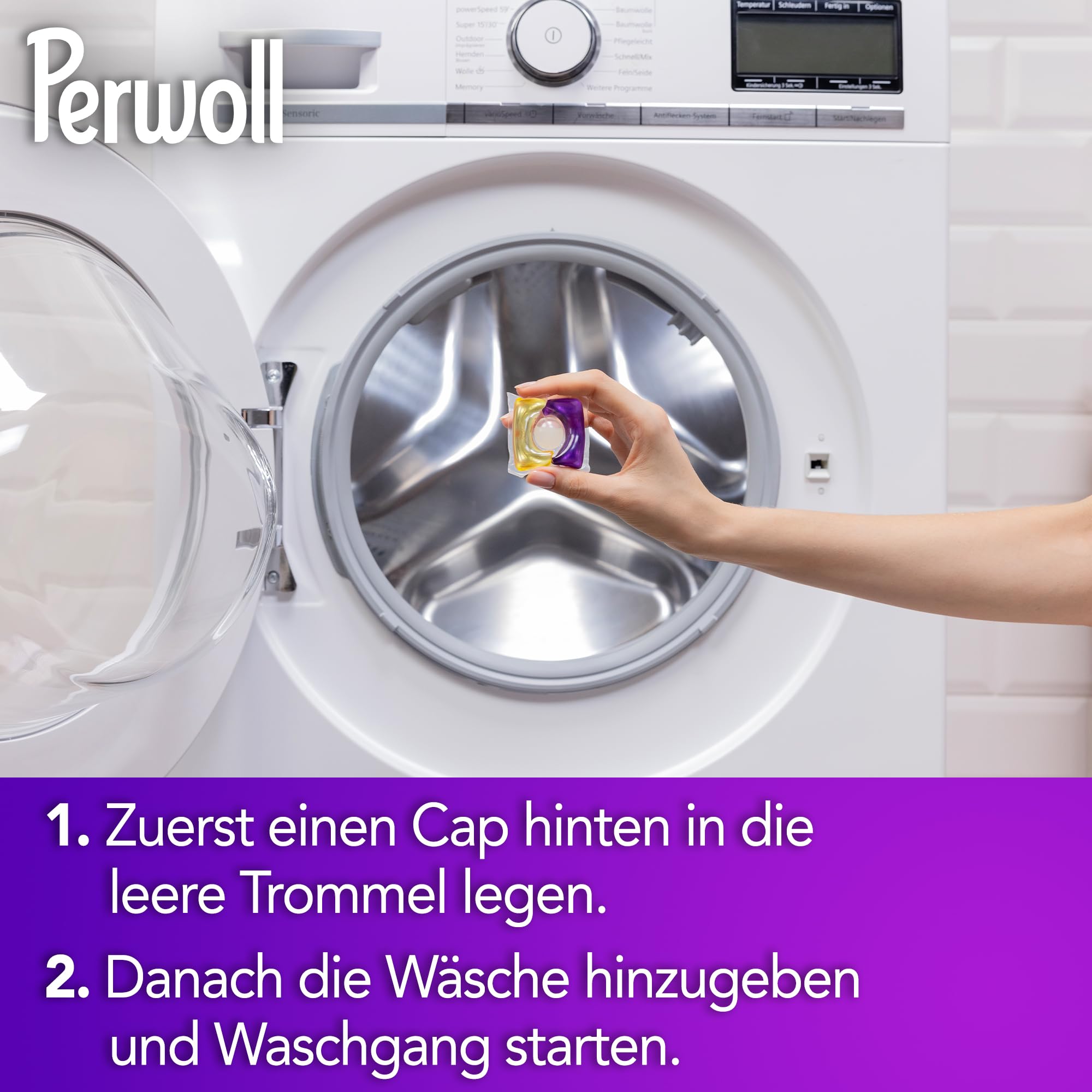 Perwoll Renew Caps Black Detergente 80 (2 x 40 lavados), todo en 1 Detergente Caps limpia suavemente y renueva colores y fibras, para todos los tejidos oscuros, con tecnología Triple Renov