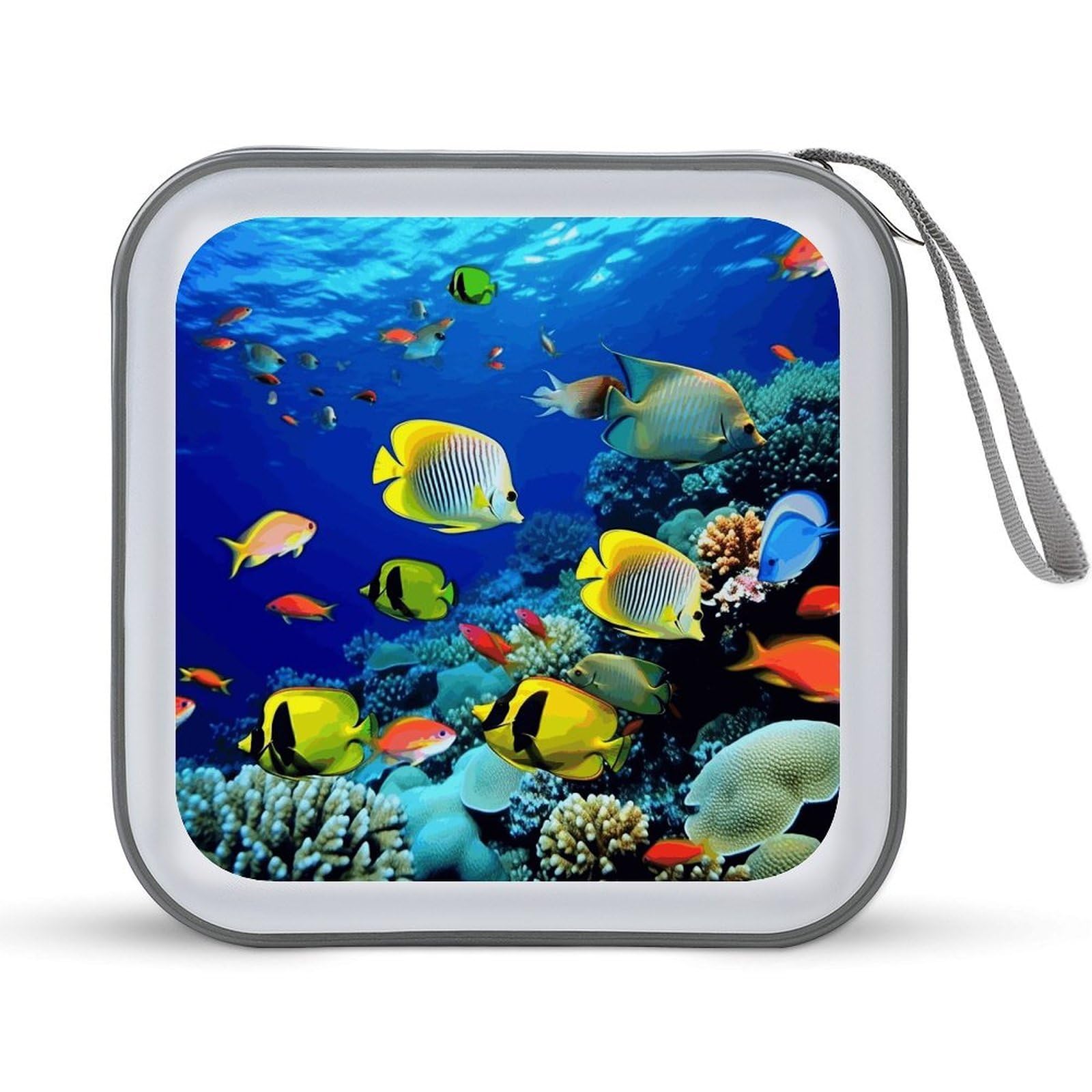 VstaDank Tropical Ocean Sea Fish DVD Case With Zipper Portable CD Case Hardshell DVD VCD Binder Storage Box EVA Protective Blu-ray Wallet 40 Capacity CD Wallet Movie Music Media Disc Wallets