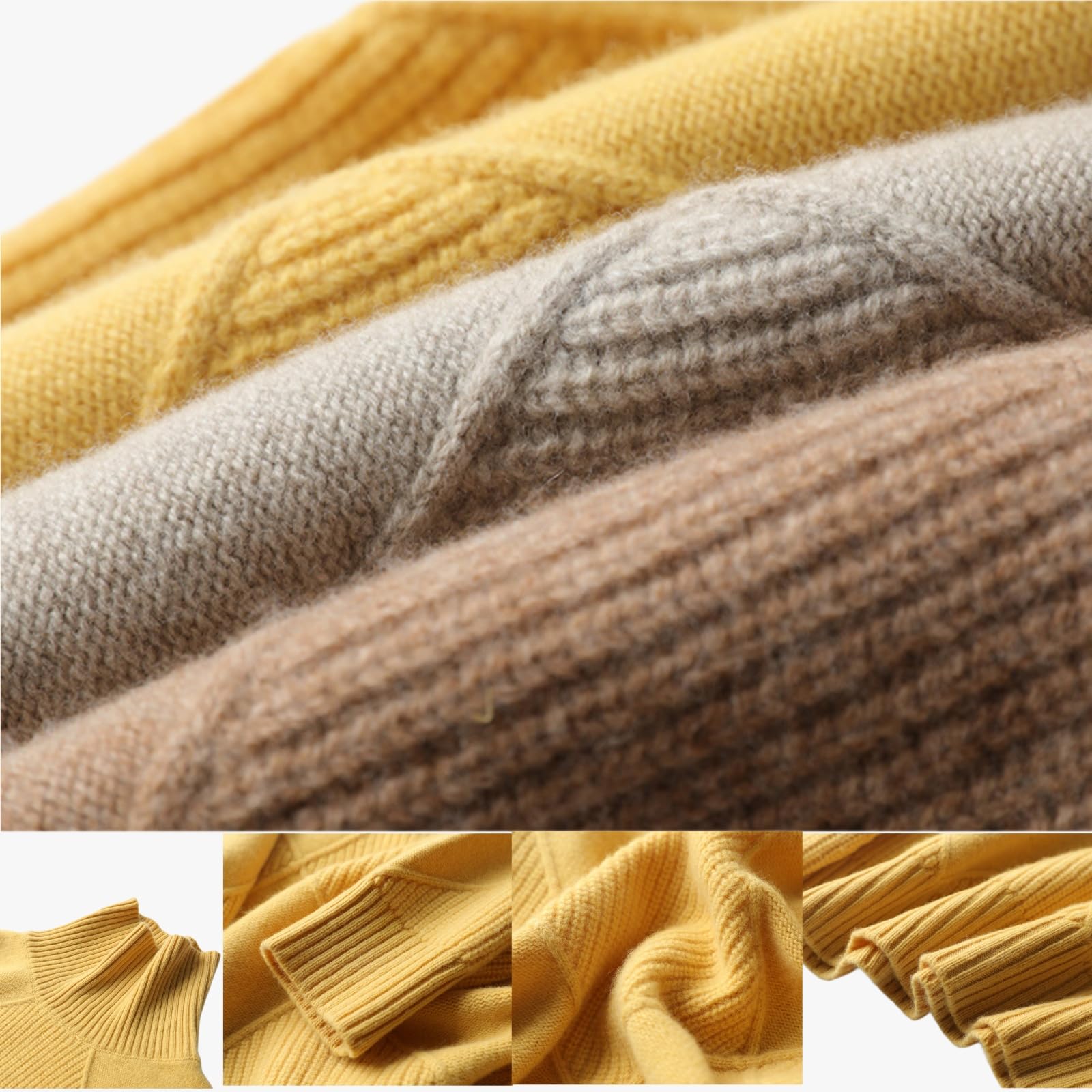 Maglione da donna oversize a collo alto in maglia a diamante | Maglione lavorato a maglia a coste geometriche del collo alto, cima di base calda di base di strato di lavoro