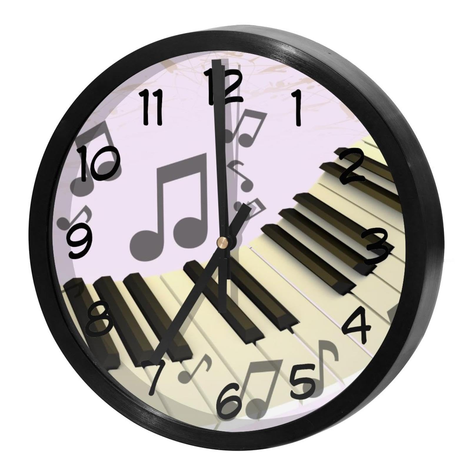 Horloge murale ronde avec touches de piano pour décorer votre salon et cuisine avec style