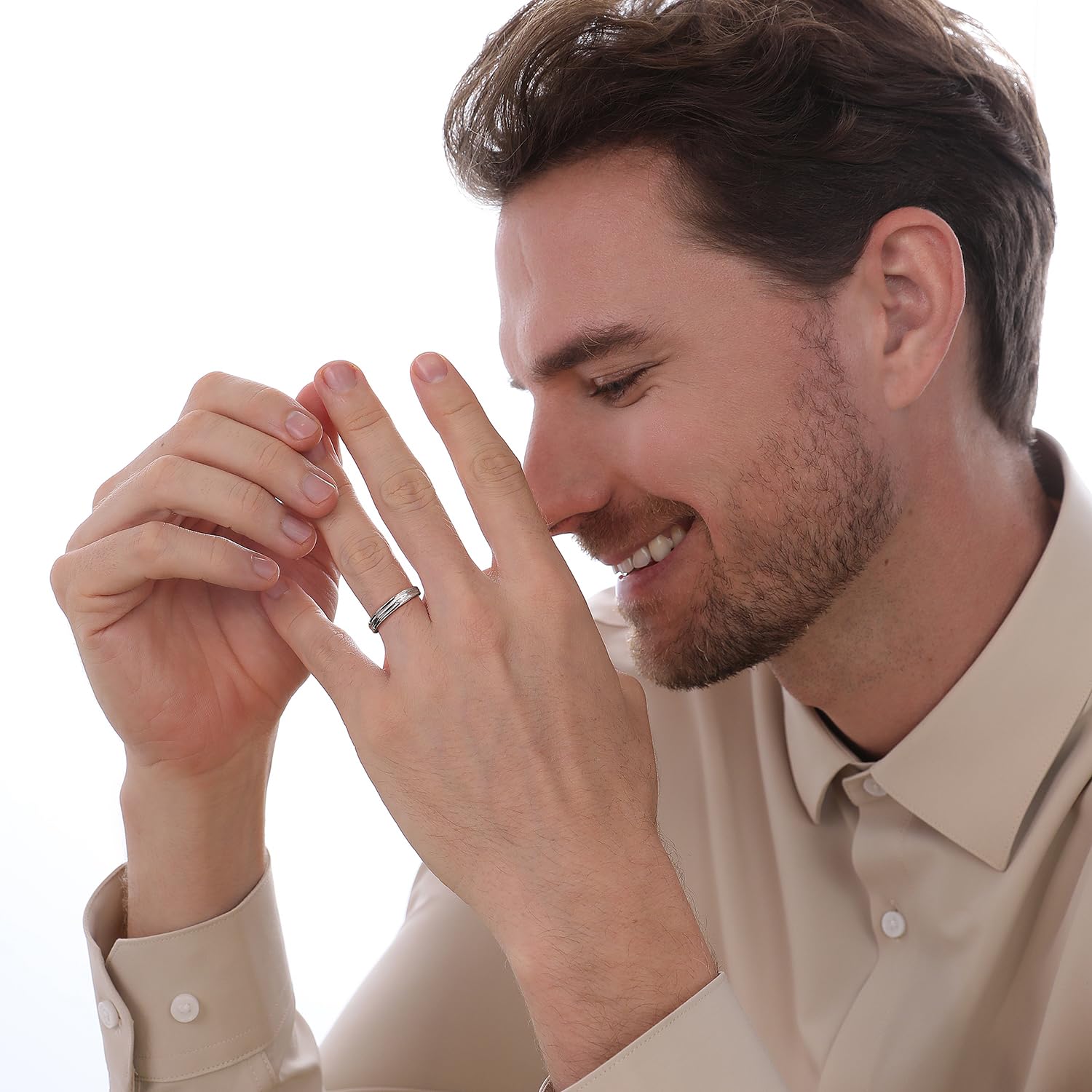 Meissa 925 Sterling Silber Breite Eheringe für Herren, handgefertigter Diamantring für Damen, passende Versprechensringe größenverstellbares Paar-Ring-Set