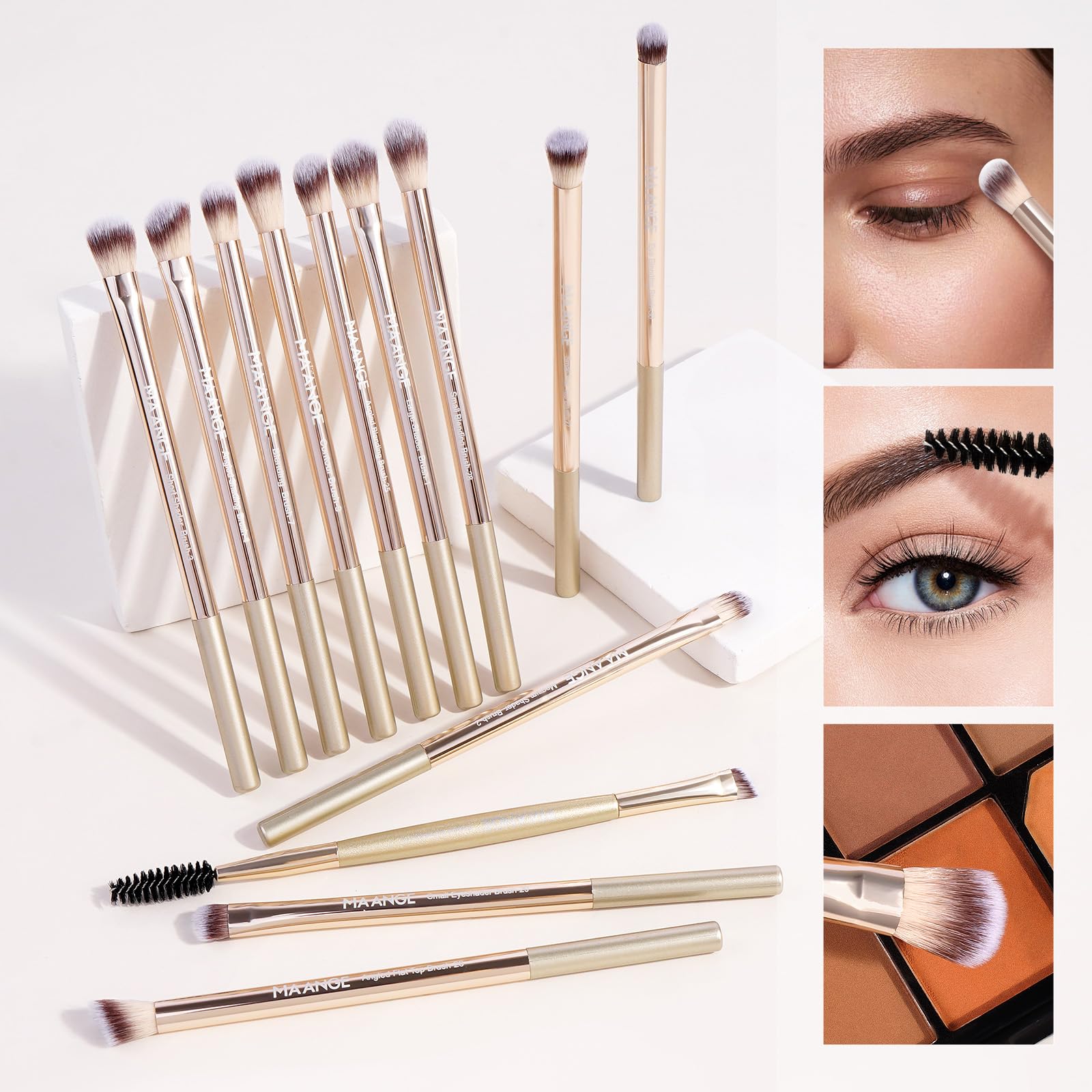 MAANGE Set di 20 pennelli da trucco con borsa, pennelli kabuki a doppia punta, pennelli per fondotinta, correttore, ombretti, crema, cosmetici, blush, strumenti per il trucco del viso, con custodia