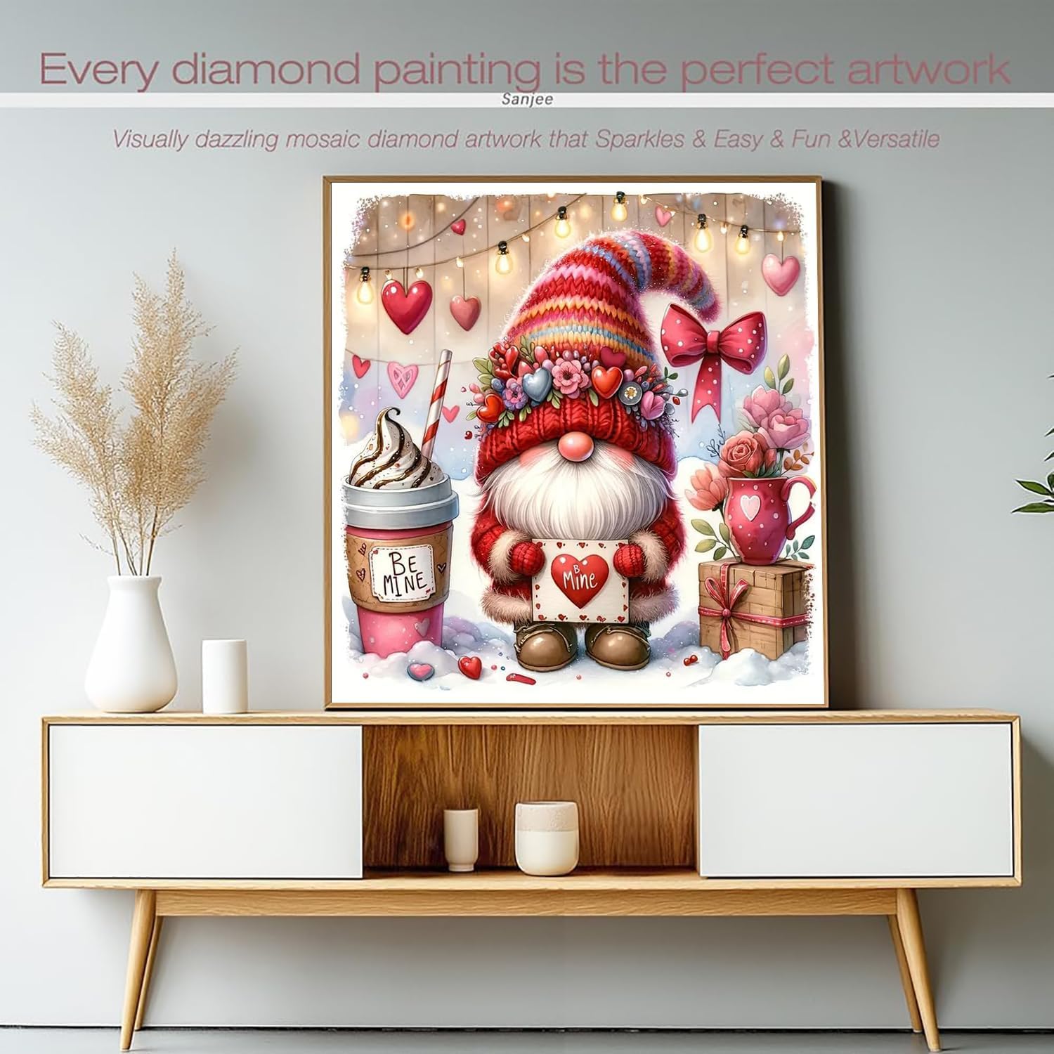 AIBOERL バレンタインデー ダイヤモンドアートキット 大人用 ドワーフ 5D ダイヤモンドペインティングキット 初心者向け D