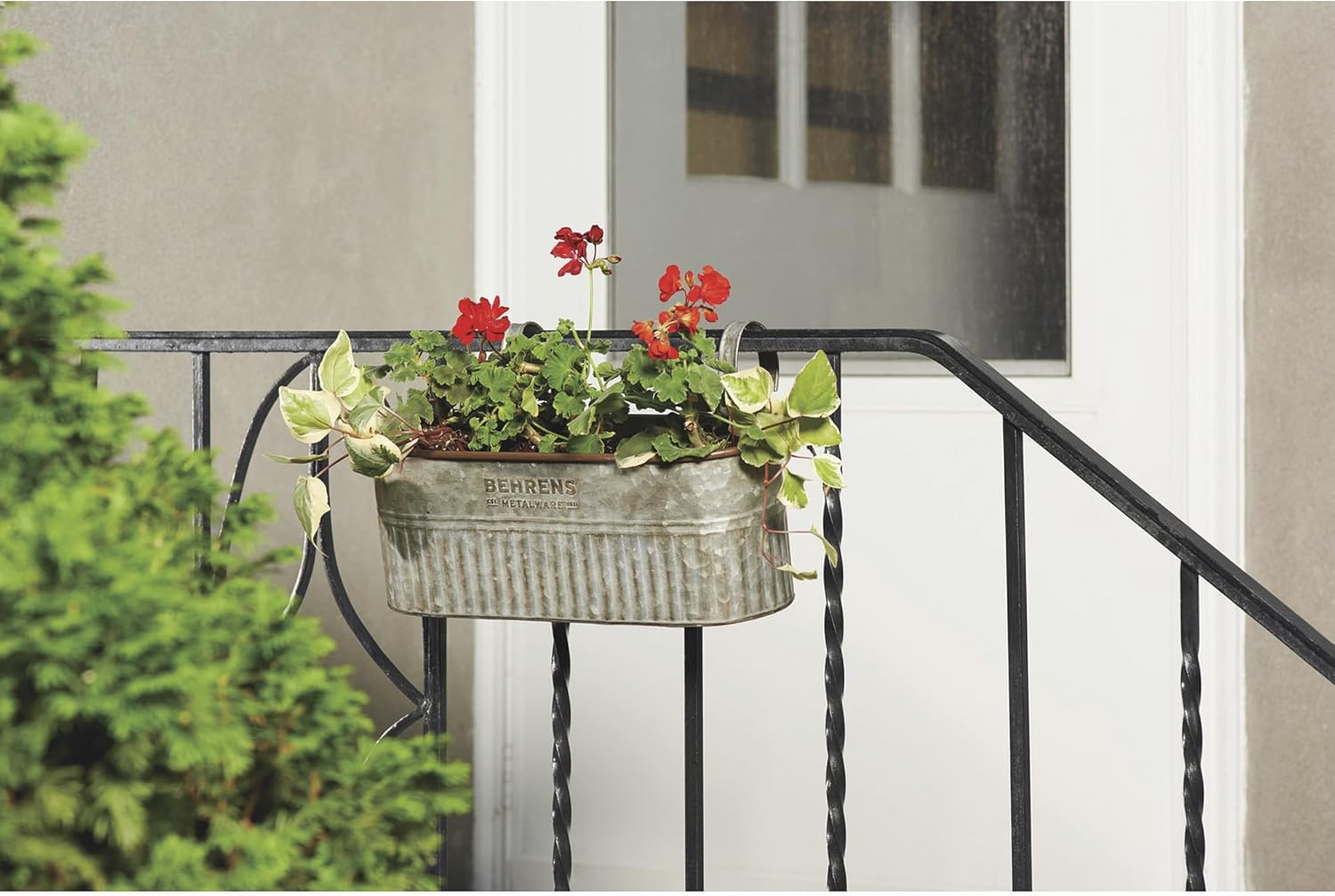 Behrens Galvanized Steel Over-The-Rail Planter - 16in.L x 9.9in.W x 8.75in.H