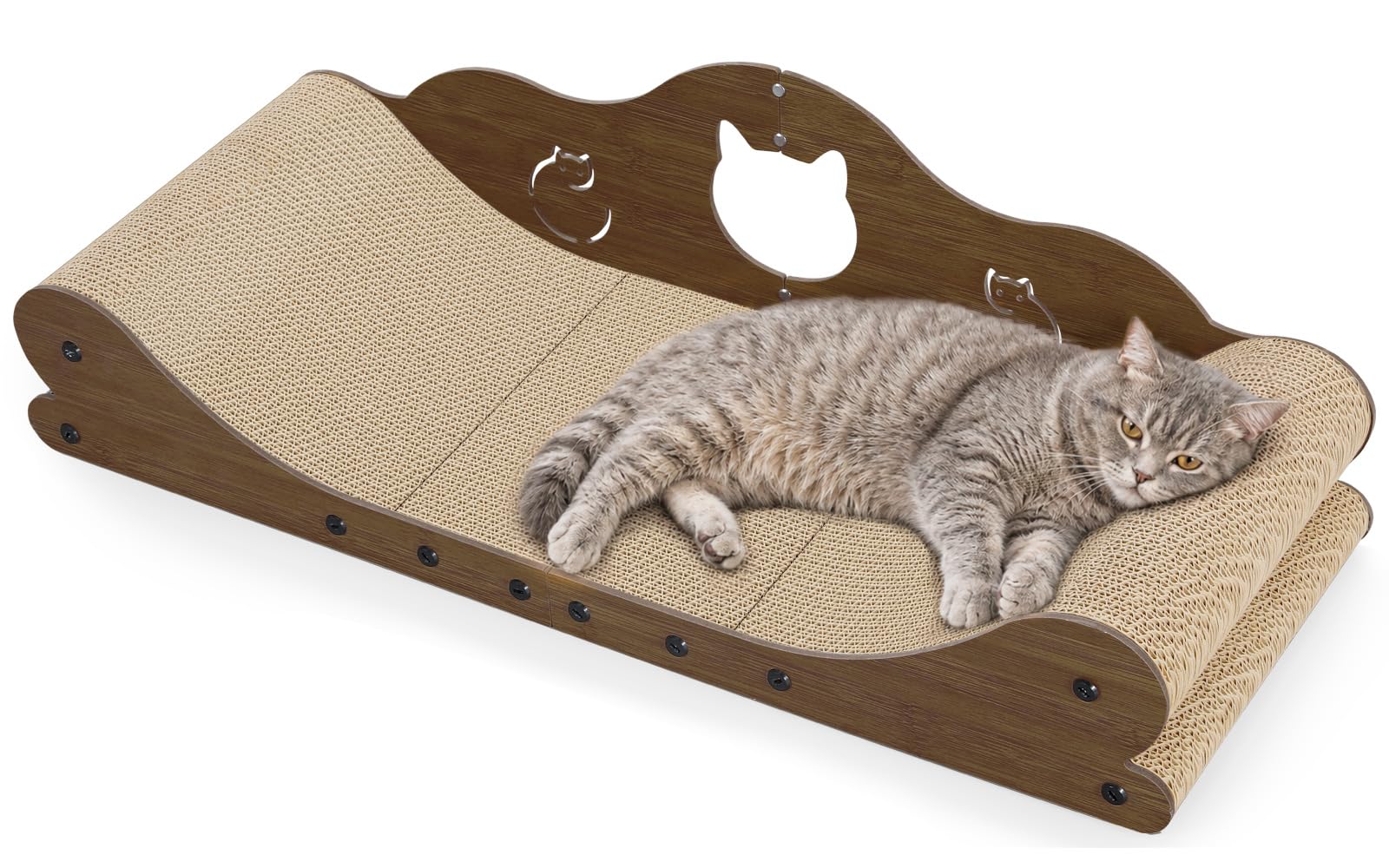 Gimars XXL Katzen Kratzbrett 78 cm im Sofa-Design, Kratzpappe für Katzen, Katzenkratzbretter & Katzenbett, Möbel-Schutz für große Katzen und Mehrkatzenhaushalte, Walnuss