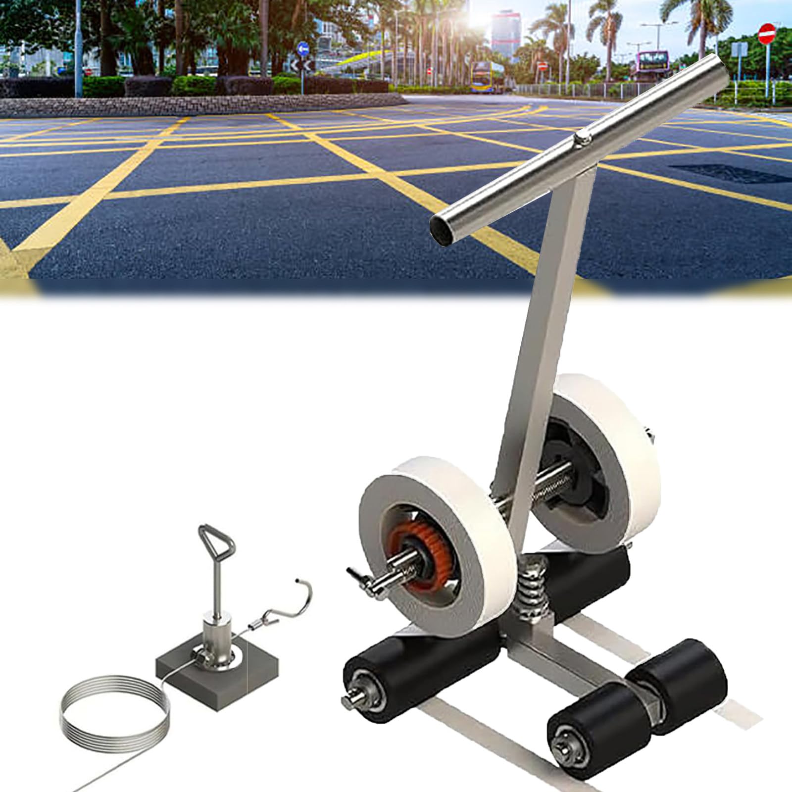 MáQuina de Cinta de LíNea de Corte PortáTil y Empujable, MáQuina de Trazado de LíNeas para Estacionamiento, con Kit de CíRculo de Dibujo, para HormigóN, Asfalto