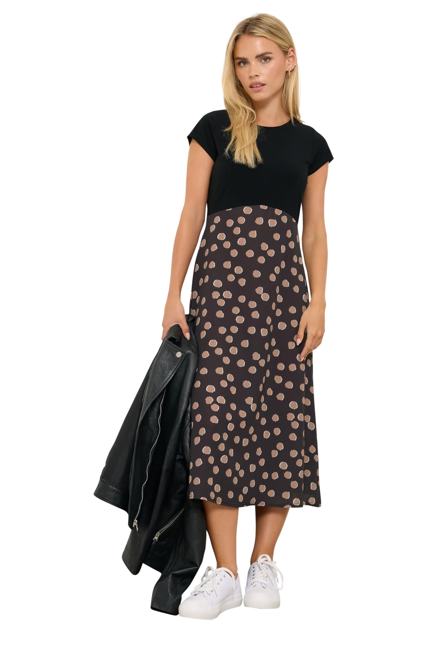 M&Co Petite 2 in 1 Spot Print Midi Dress - Women's Black