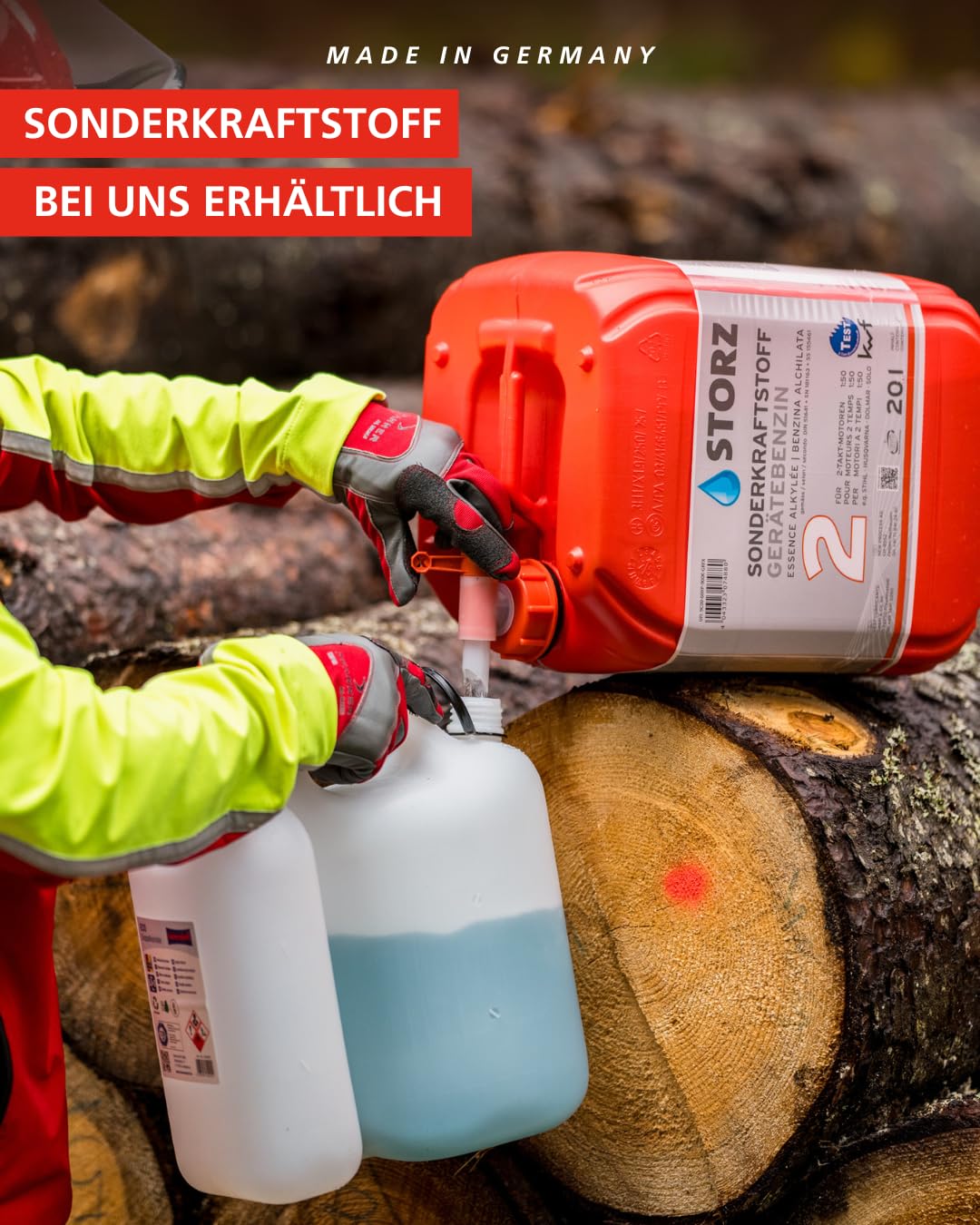 STORZ Sonderkraftstoff Gerätebenzin 2T 20 L Fertiggemisch für 2-Takt-Motoren Vollsynthetisches Markenöl