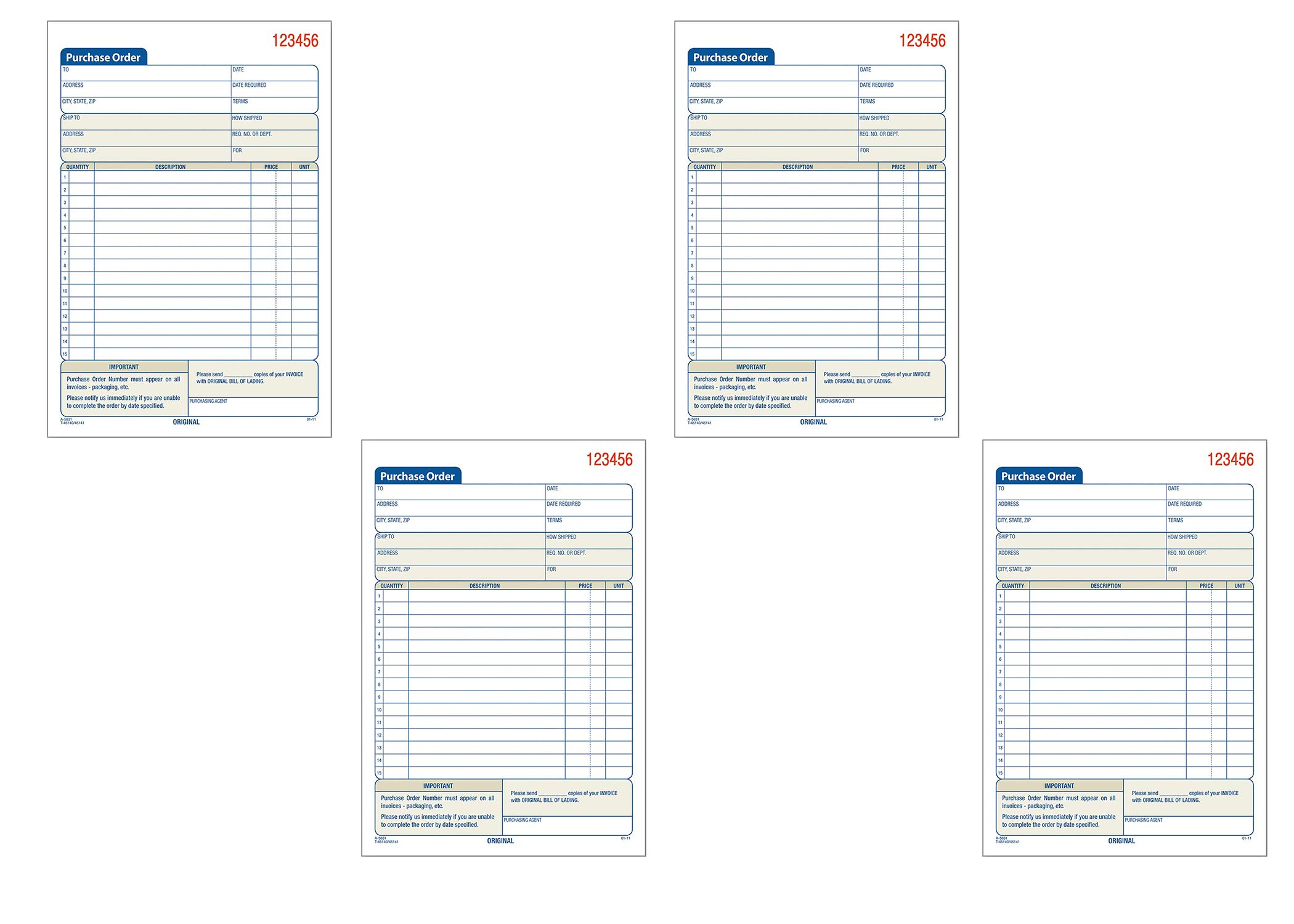 Adams Lot de 4 carnets de commande en 2 parties - Sans carbone - Blanc/canari - 14 x 21 cm - 50 ensembles (DC5831)