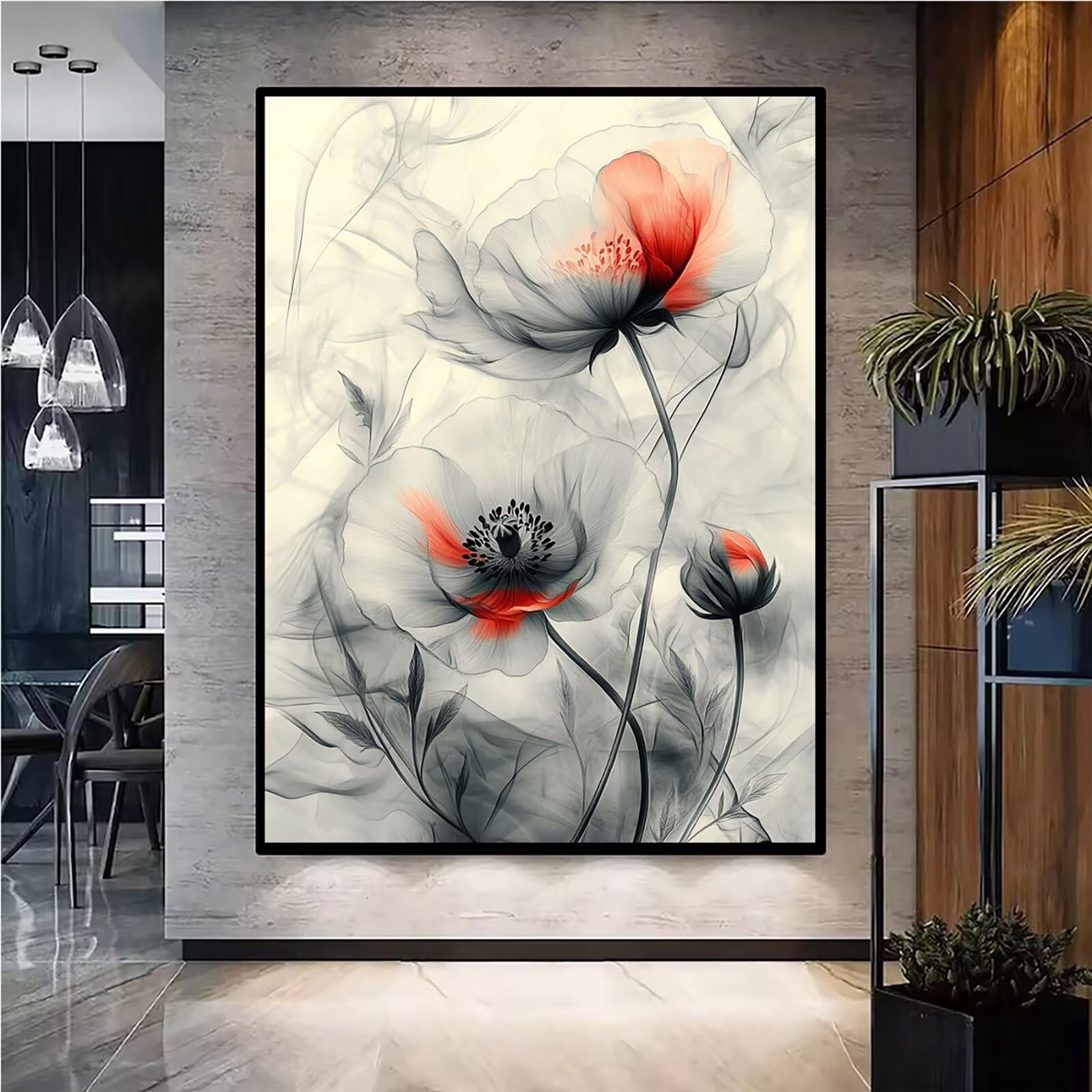 Diamond Painting Kit Completo, Diamond Painting Astratto, 5D Quadrato Pittura Diamante Kit Manualidades Adultos DIY Diamantini Crystal Art Disegni Ricamo Punto Croce Artigianale, 80x100cm Fiori j0-717