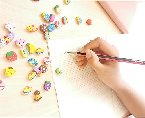 Miniatura 3 de 300 unidades de mini borradores para niños, divertidos animales, frutas, animales, números, tartas, caras sonrientes, varios borradores novedosos