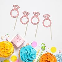 Vista 17 de 24Pcs Gold Glitter Diamond Ring Donut Toppers Cupcake Picks Wedding Cake Decorations for Bridal Shower Wedding Engagement Party Decorations