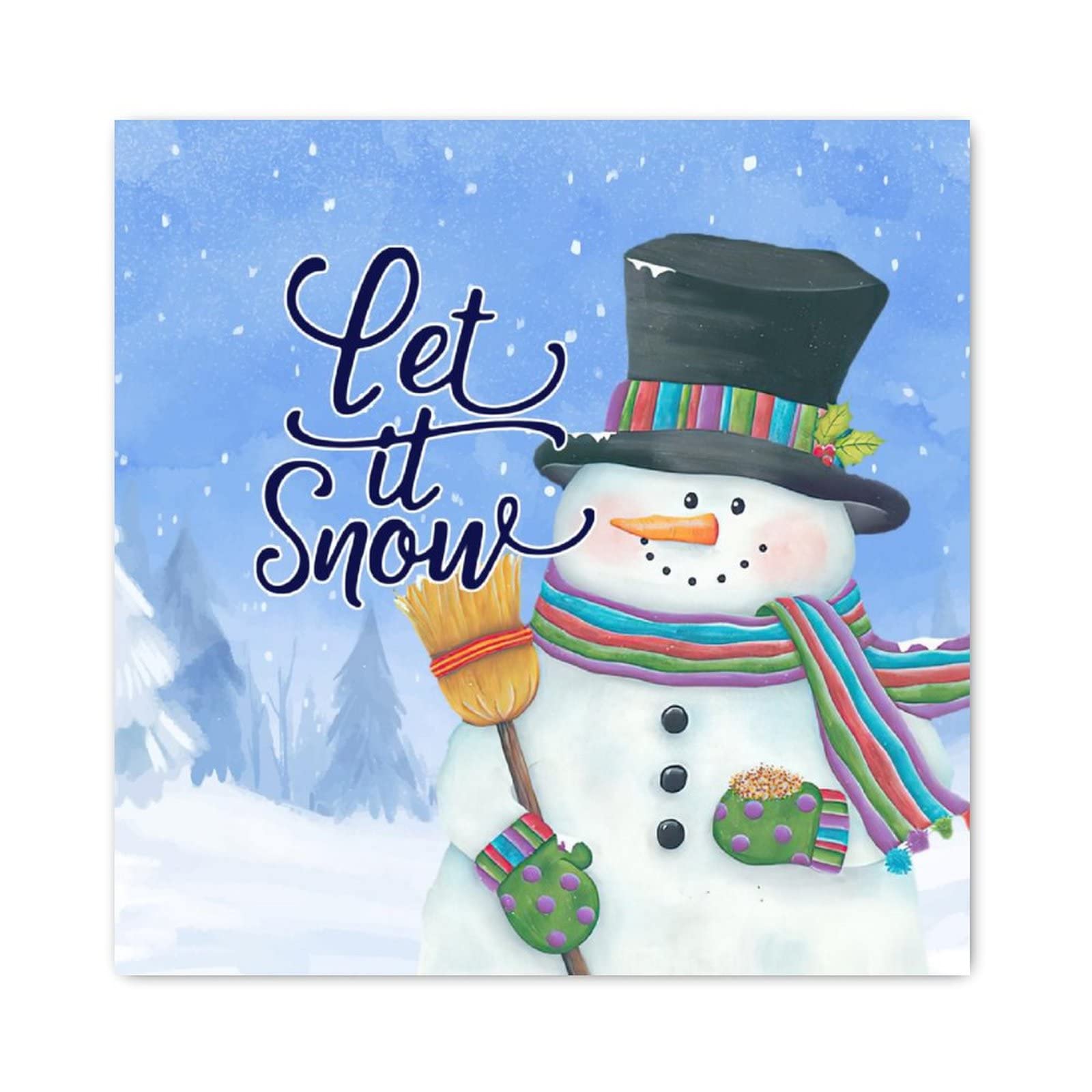 Plaques en bois de Noël Let It Snow en bois robuste style rustique haut de gamme 40cm