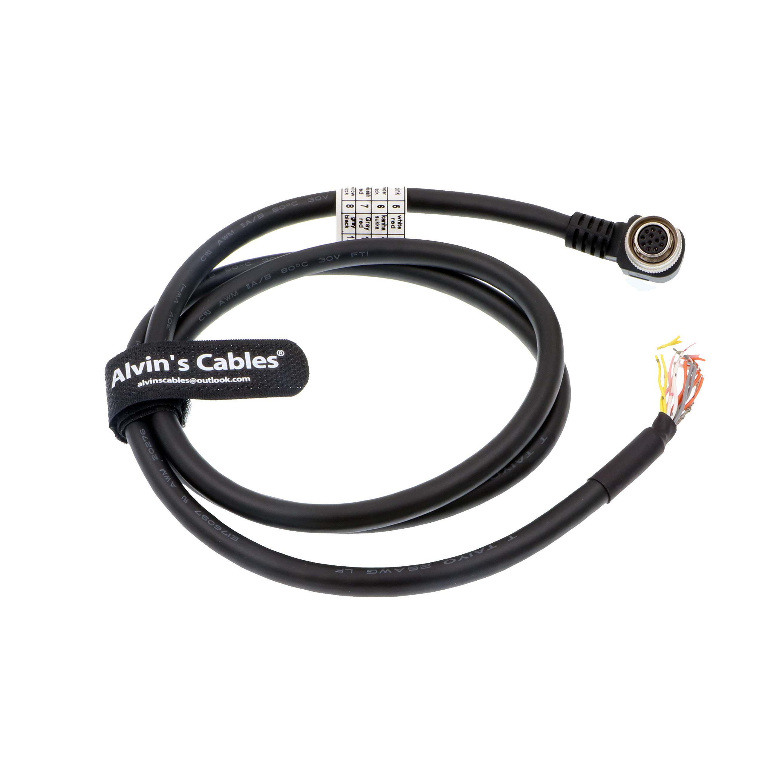 Alvin's Cables 12 Pin Hirose Right Angle Female to Open End Shield