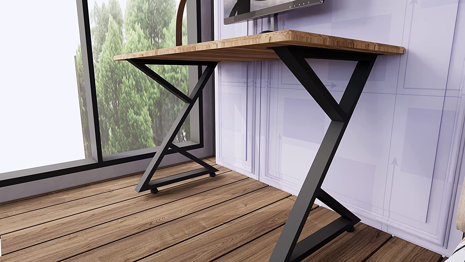 Hettch 27.5 N. Black Square Adjustable Metal Table Legs, Desk Legs
