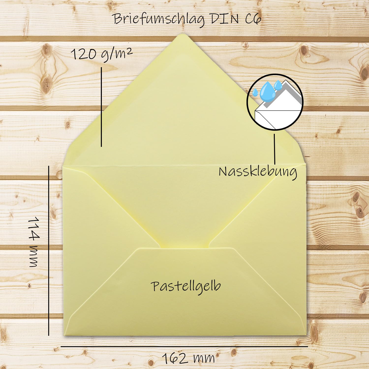 400x Faltkarten Set mit Briefumschlägen DIN A6 / C6 - Pastellgelb (Gelb) - 14,8 x 10,5 cm - Doppelkarten Set - Serie FarbenFroh