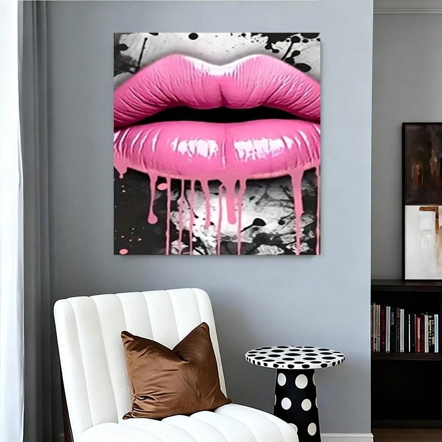 TZKBDMA Canvas Poster, Wall Art Decoration Abstract Pink Lips Poster Perfect Decorative For House Decoration, Living Room(21x30cm/Without frame)
