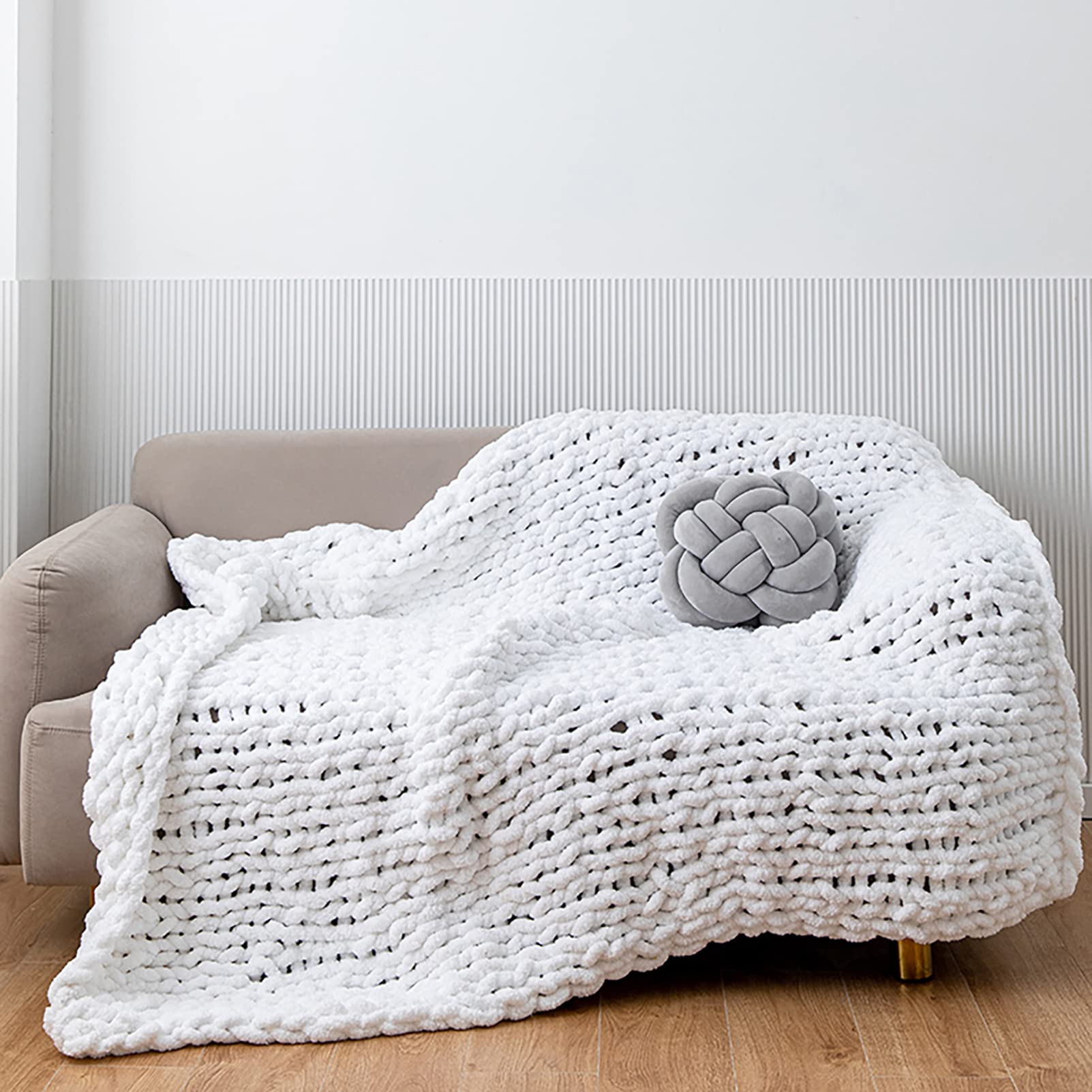 Couverture en tricot épais super chaud et doux plaid chenille isolant