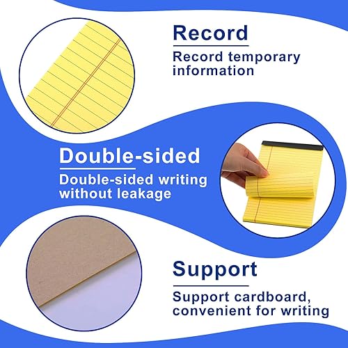 Miniatura 10 de 100 blocs legales de 5 x 8 pulgadas, bloc de notas de escritura con rayas anchas pequeñas, blocs de notas forradas, bloc de notas legal a granel