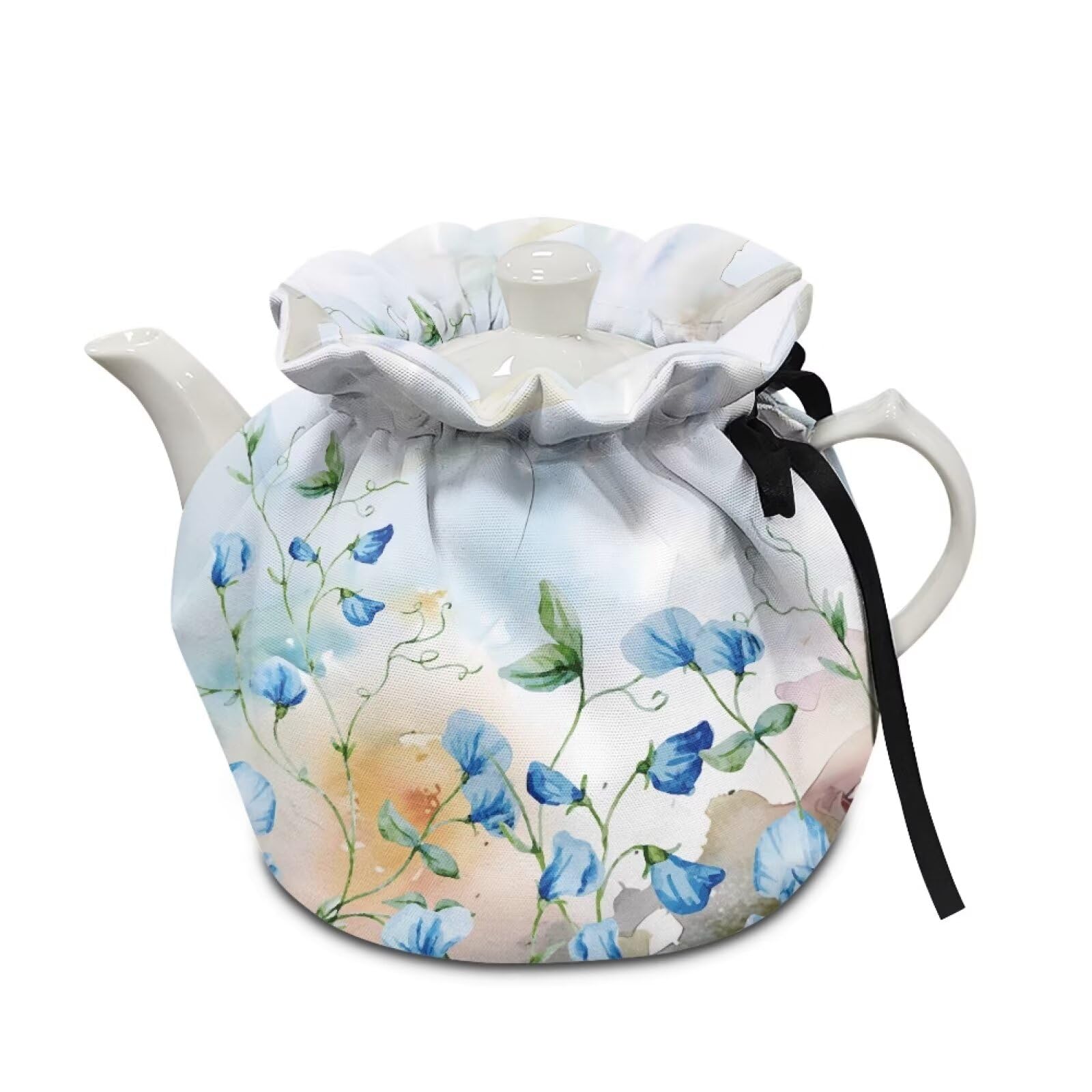 Cute Blue Floral Tea Pot Cozies Shock and Drop Protection for Teapots Tea Kettle Cover Tea Pot Sleeve Kitchen Home Decorative Tea Pots Cozy with Insulation Pad Keep Breakfasts