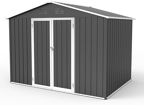 Cobertizo de almacenamiento de metal para exteriores de 5 x 4 pies, cobertizo de herramientas de jardín con cerradura con techo inclinado y rejillas disponible en Yaxa Costa Rica