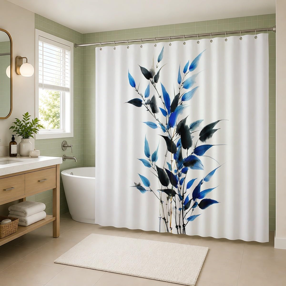 Generico Tenda Doccia 240x200 cm Grigio Impermeabile per Vasca da Bagno