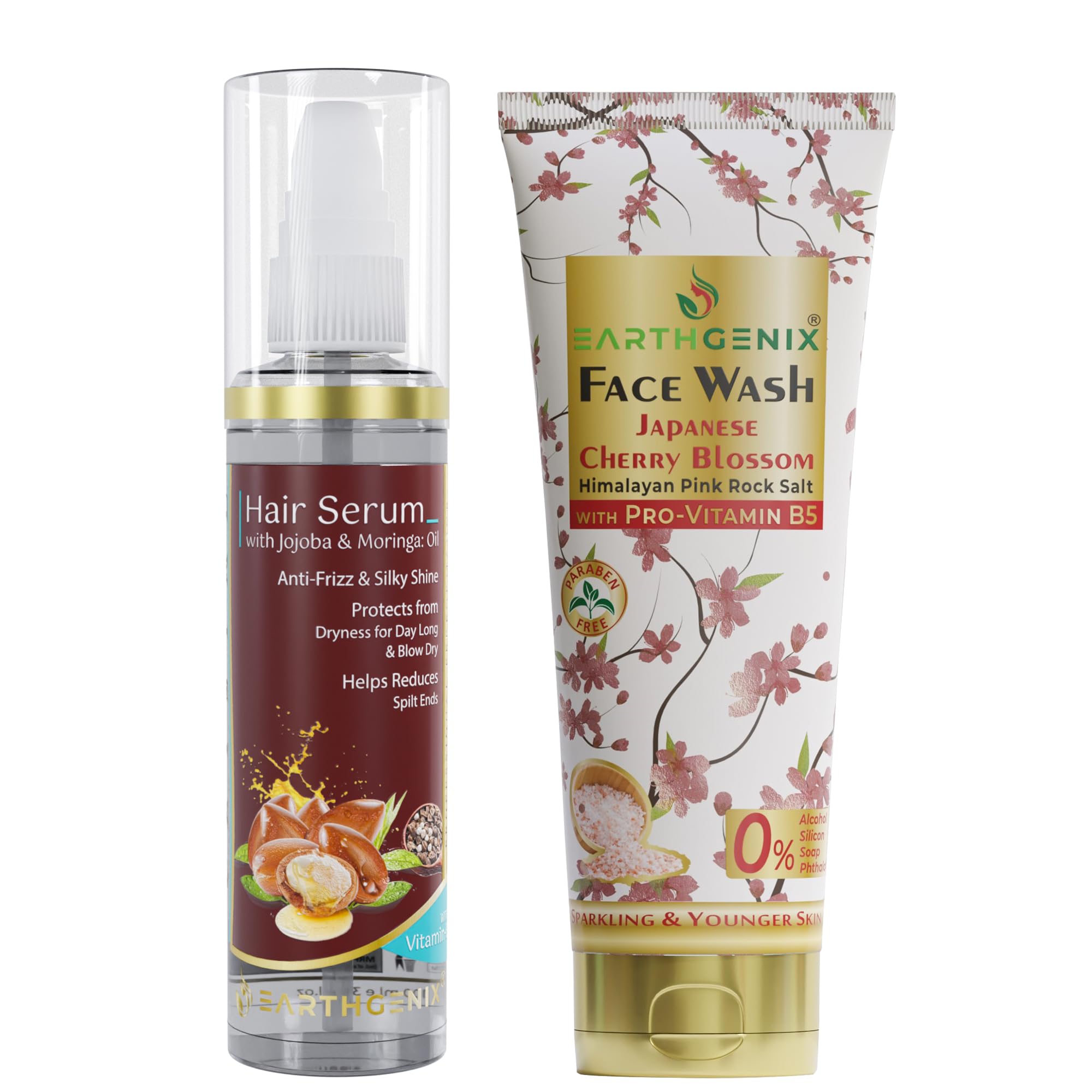 Earthgenix Jojoba + Moringa: Oil Hair Serum & Japanese Cherry Blossom Face Wash (100ml+100ml) Combo Pack | For Men & Women, For All Skin Types-image-19