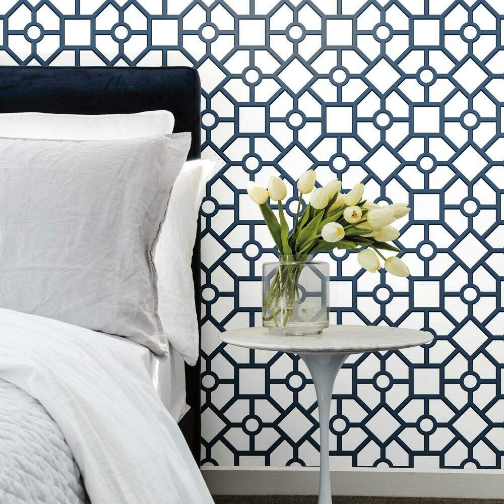 Buy York Wallcoverings Hedgerow Trellis Navy & Blue Premium Peel and