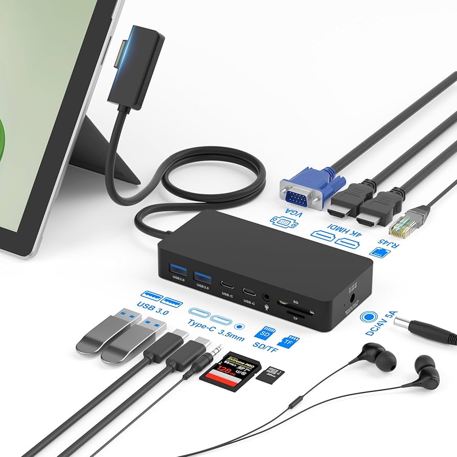 Microsoft Surface Pro 7+ と Surface Dock Surface Dock, Surface Docking Station, 12 in 1 Triple