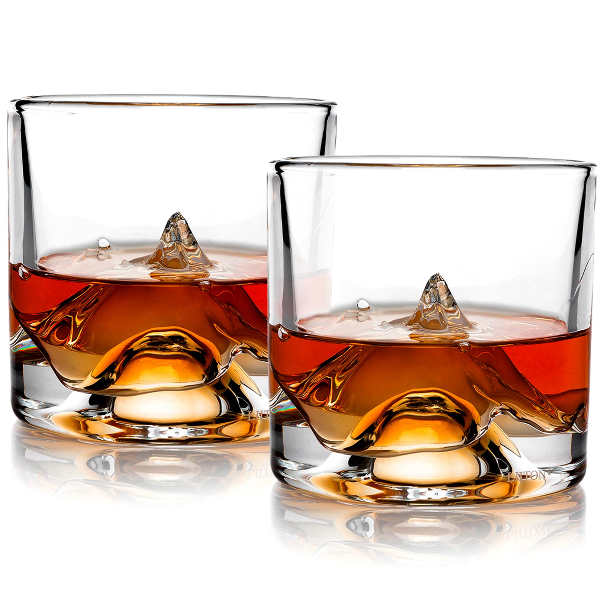 LIITON K2 Lot de 2 verres à bourbon en cristal de montagne népalais, cadeau de luxe lourd congelable pour homme, garçon d'honneur, 283,5 g