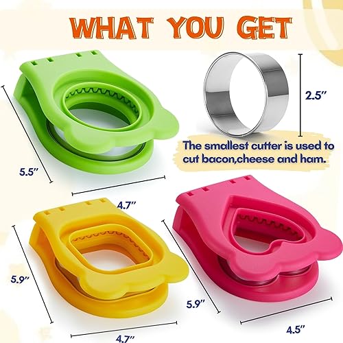 Miniatura 4 de Cortador de sándwiches y sellador para niños, sándwiches de bolsillo cuadrado redondo con corazón, ideal para sándwiches de desayuno, lonchera y