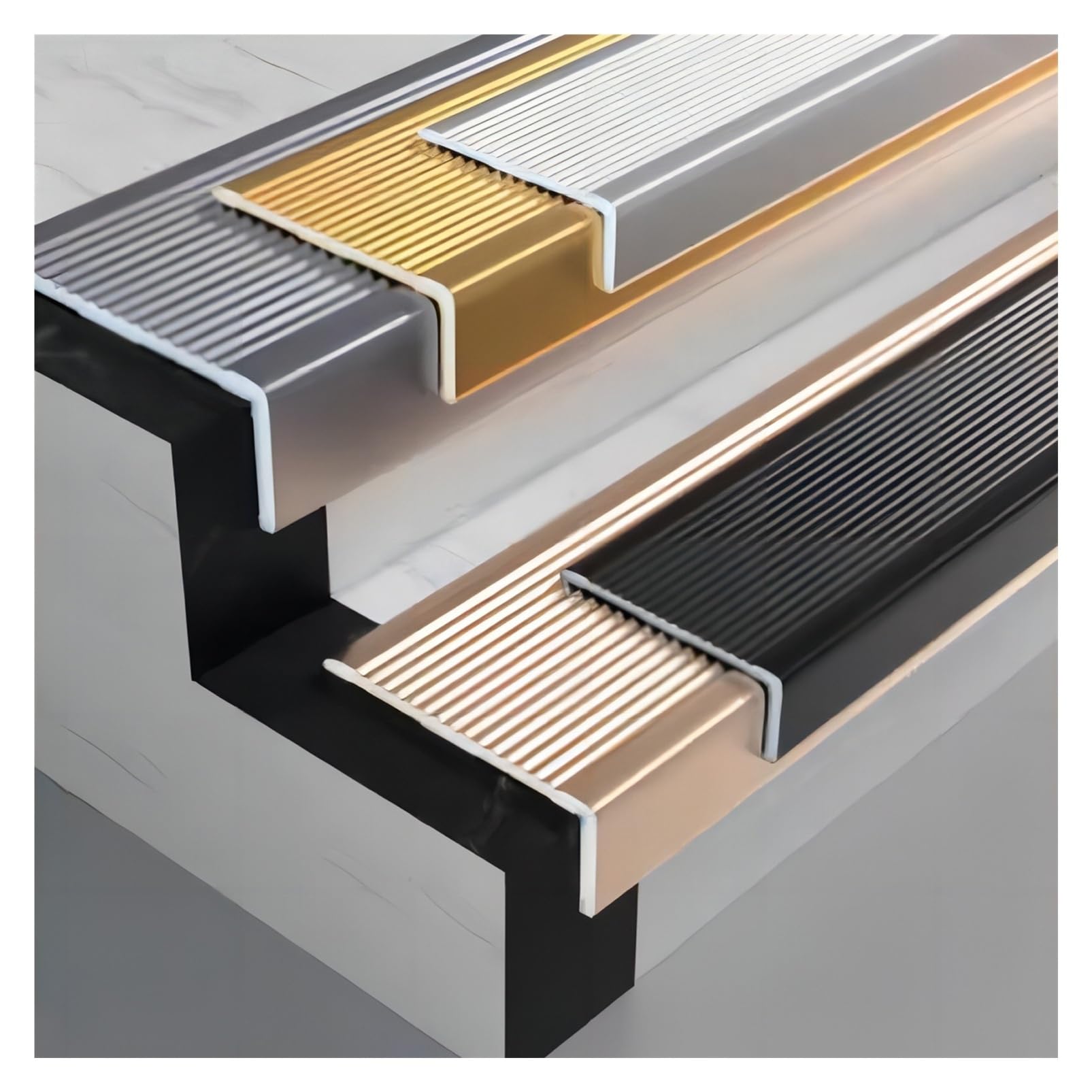 Profilo Per Bordi Scale Paraspigolo Strisce Antiscivolo Per Gradini L 90cm | Spessore 2mm Angolare Alluminio A Forma Di L Profilo Per Scale Antiscivolo E Impermeabile(Gray,W70 x H30mm)