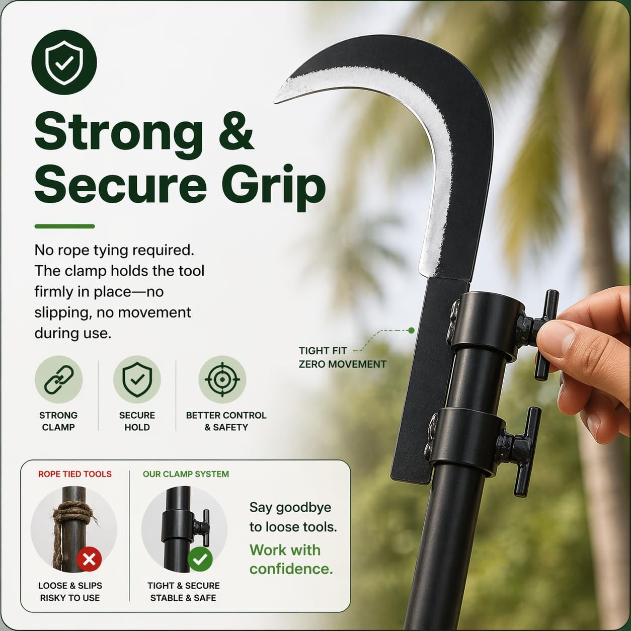 Heavy Duty Coconut Plucker - Grass Sickle Cutter -5