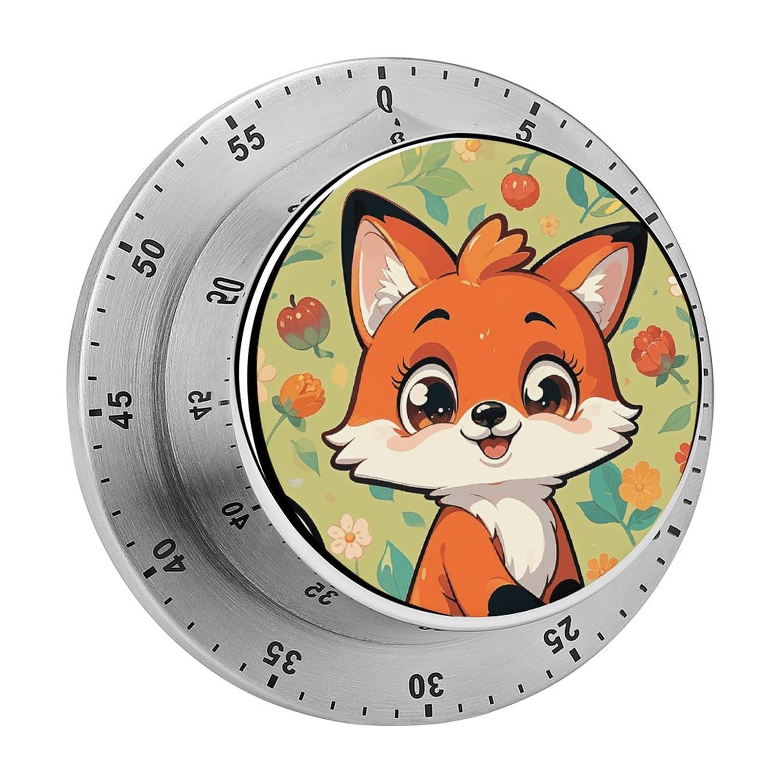 Cartoon Fox Kitchen Timers Magnetic Back Manual Countdown Timers for Classroom Home Gym Tanning