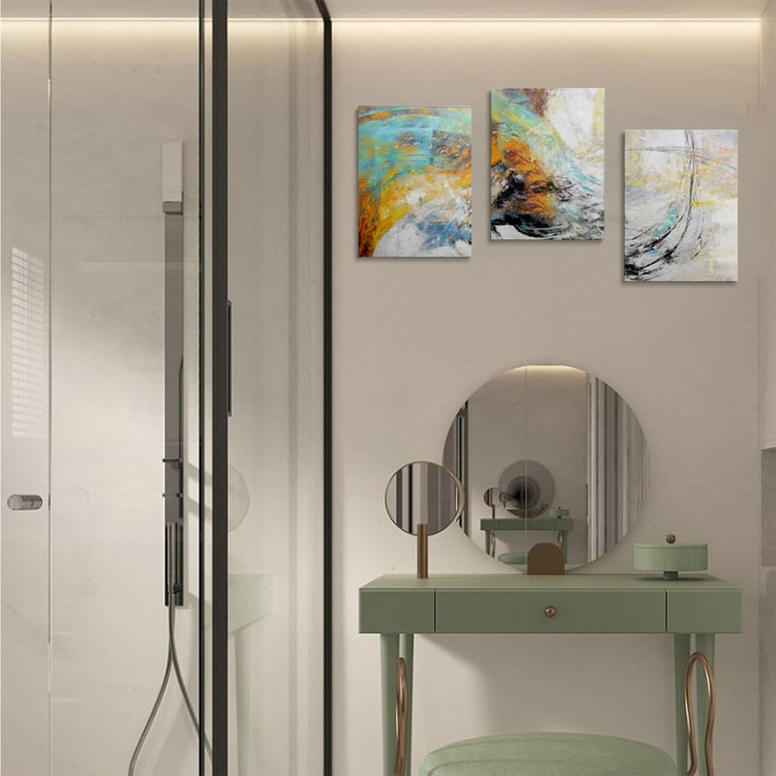 prinfantasy Pictures for Living Room Home Decor Framed Wall Art Poster 3 Pieces Canvas Prints Painting Modern Abstract Artwork GBYH0410 - Image 3