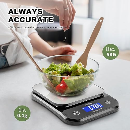 Miniatura 4 de Báscula digital impermeable IPX7 para alimentos, peso de gramos y onzas, 11 lb0.01 oz, báscula de cocina de alta precisión, peso digital para