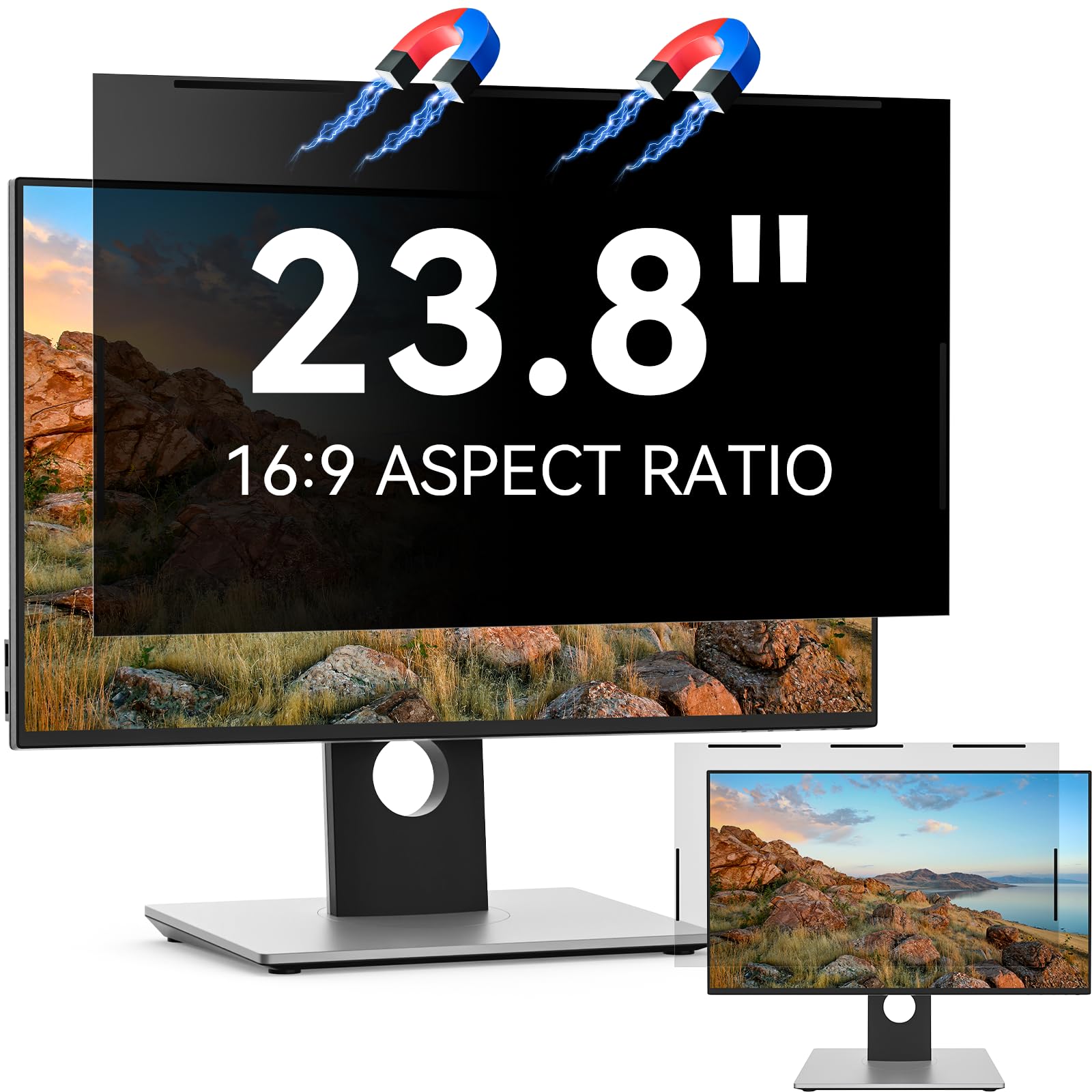 Filtro de privacidad magnético de 23,8 pulgadas, 16:9, extraíble protector de pantalla antiespía antireflejo, protector de pantalla de privacidad compatible con Lenovo/Dell/HP/Asus/Samsung/Acer