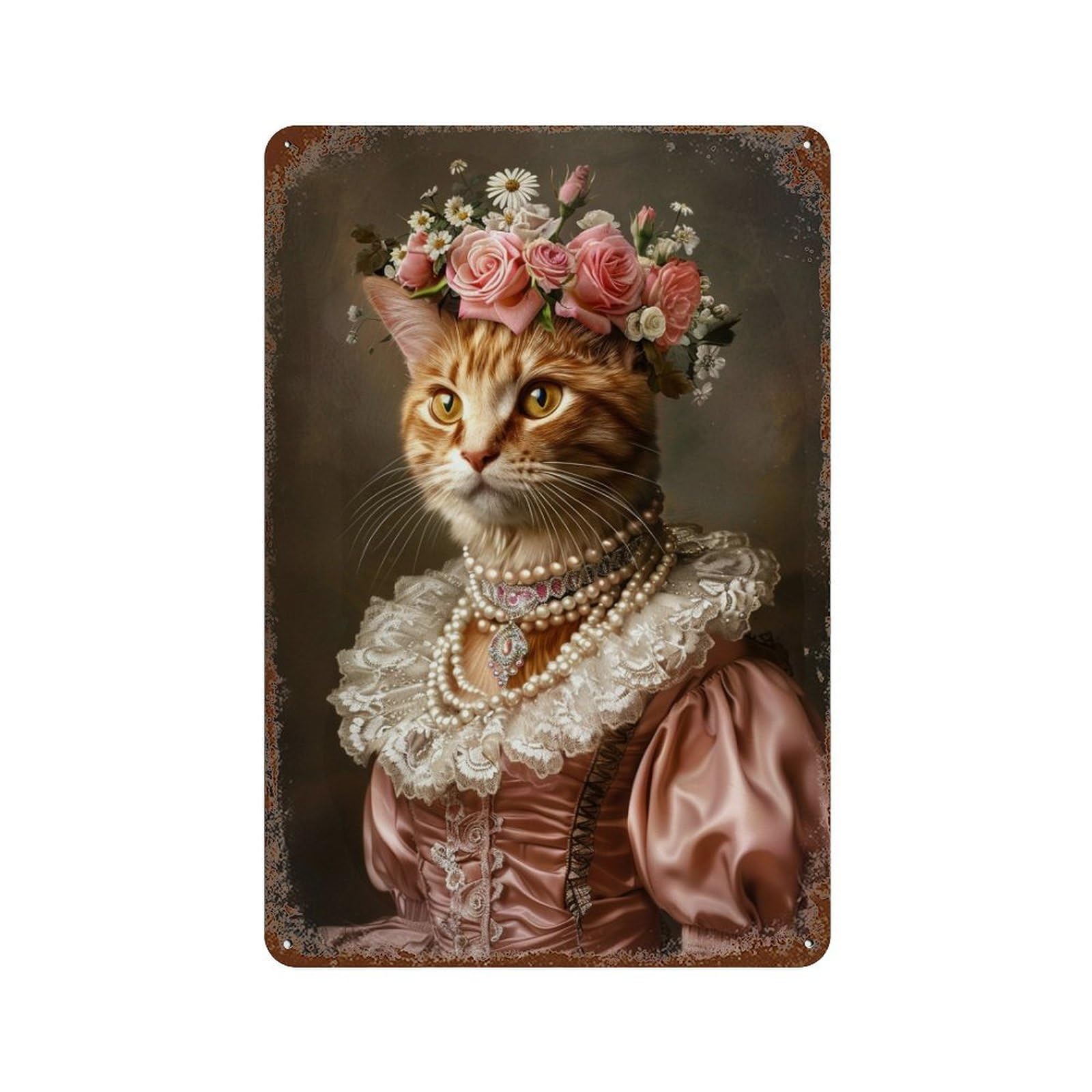 HDURYEYRYY Noble Floral Crown Tabby 01 Wall Retro Iron Vintage Art Metal Tin Sign Poster Modern Home Cofffee Club Art Bar Shop Decor Style 30x20cm