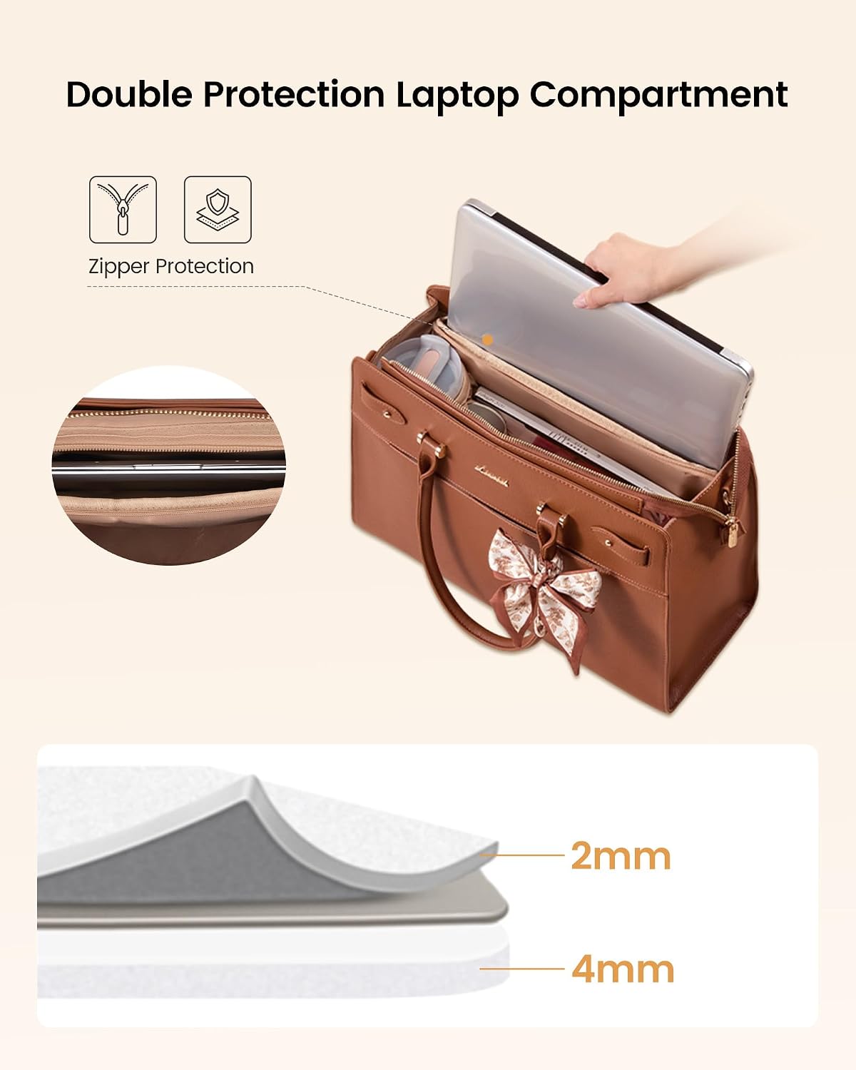  Laptop Tote Bag for Women, 15.6 Inch Large Faux Leather Work Bag Waterproof Briefcase Handbag for Teacher Business | Gift thumbnail