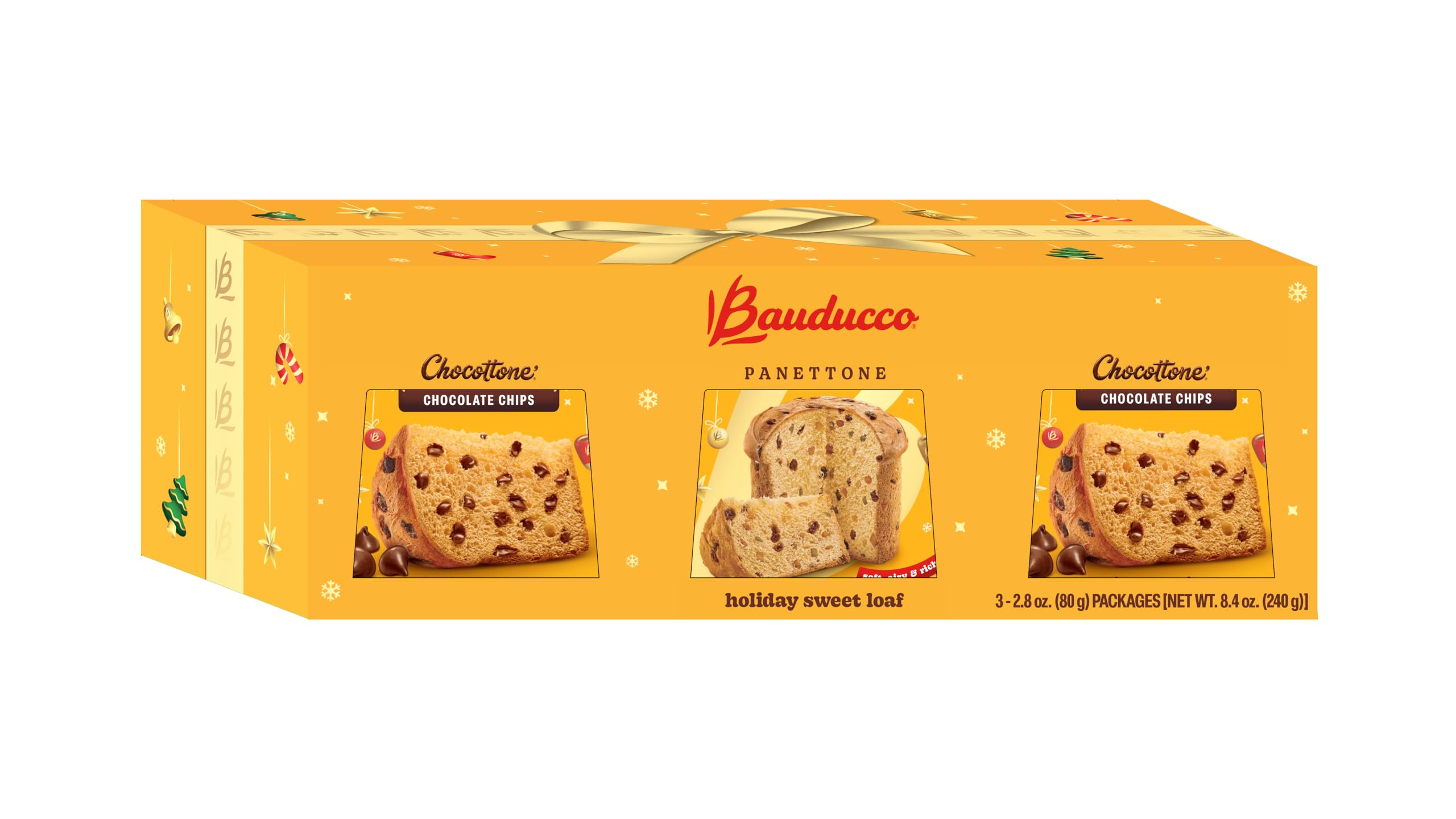 Mini Panettone Assortment, 8.4 oz (Pack of 3) - 1 Panettone & 2 Chocottone - Snack Size Soft and Moist Authentic Italian Breads - Traditional Recipe