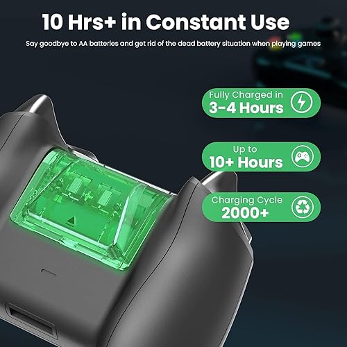 Miniatura 3 de YCCSKY Paquete de baterías recargables para Xbox Series XS y Xbox One, paquete de 2 baterías Xbox de 1200 mAh para Xbox Series XXbox Series SXbox