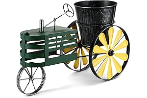 Exquisite 17" x 11" Metal Tractor Windmill Planter: A Delightful Symphony of...