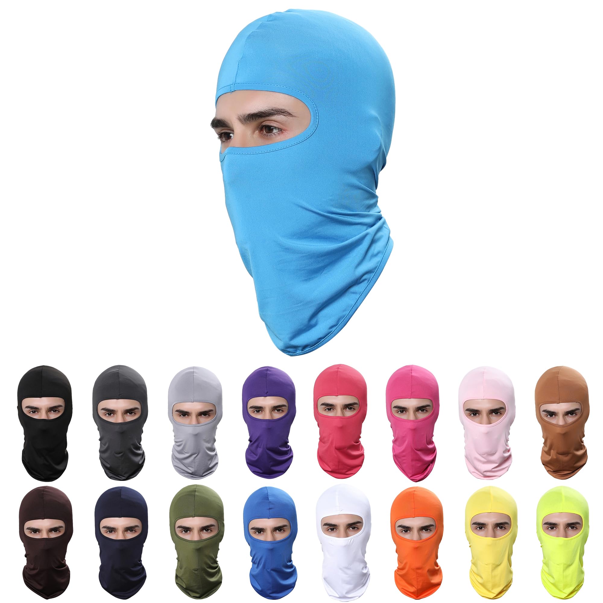 Pukavt Balaclava Face Mask, Ski Mask for Men Women, UV Protection Windproof Scarf for Motorcycle Snowboard Cycling Light Blue