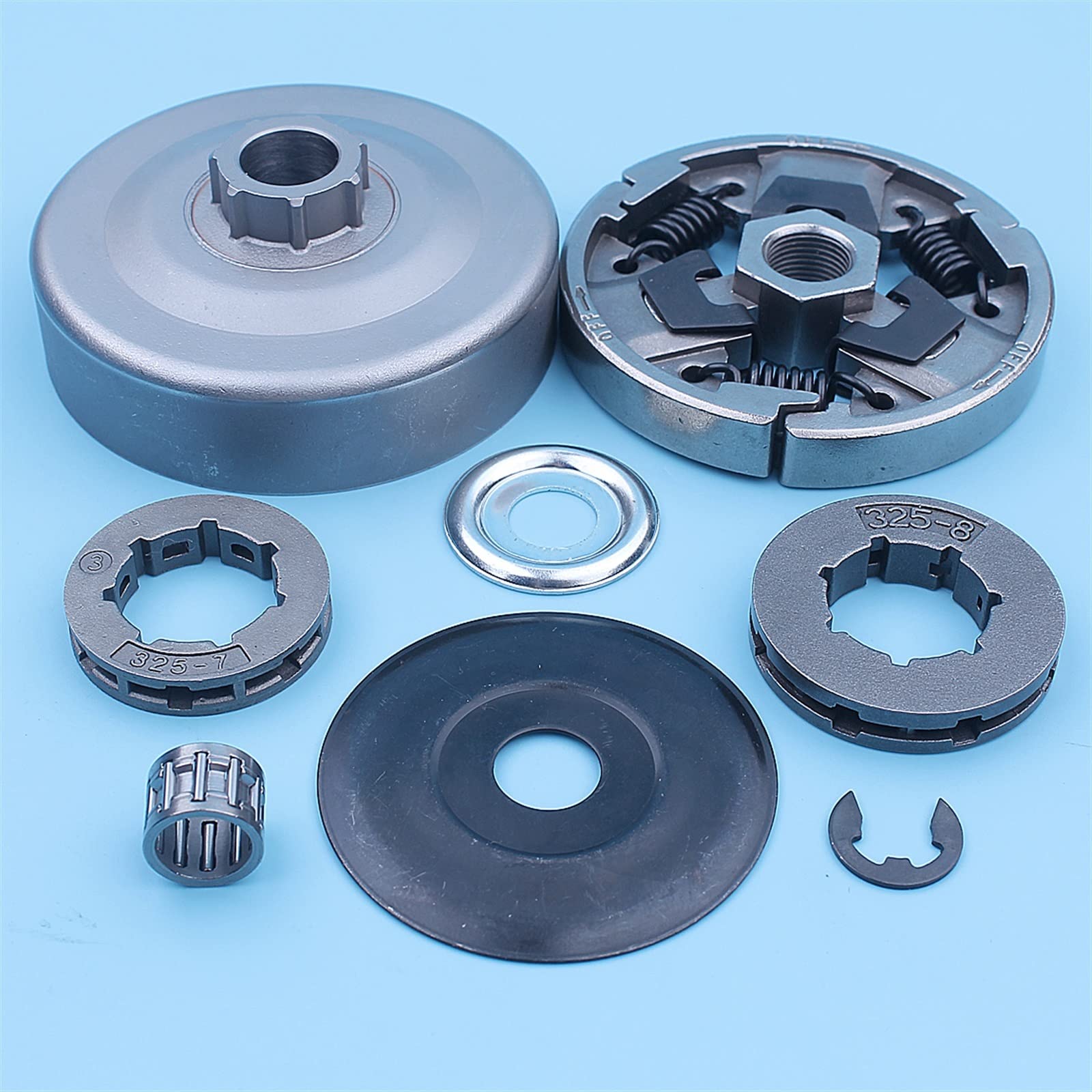 325quot;Kit de piñón de llanta de Tambor de Embrague Apto for Stihl MS260 026 Pro MS240 024 AV Motosierra pequeña 7 Spline 8 y 7 Piezas de Repuesto de accionamiento de Dientes