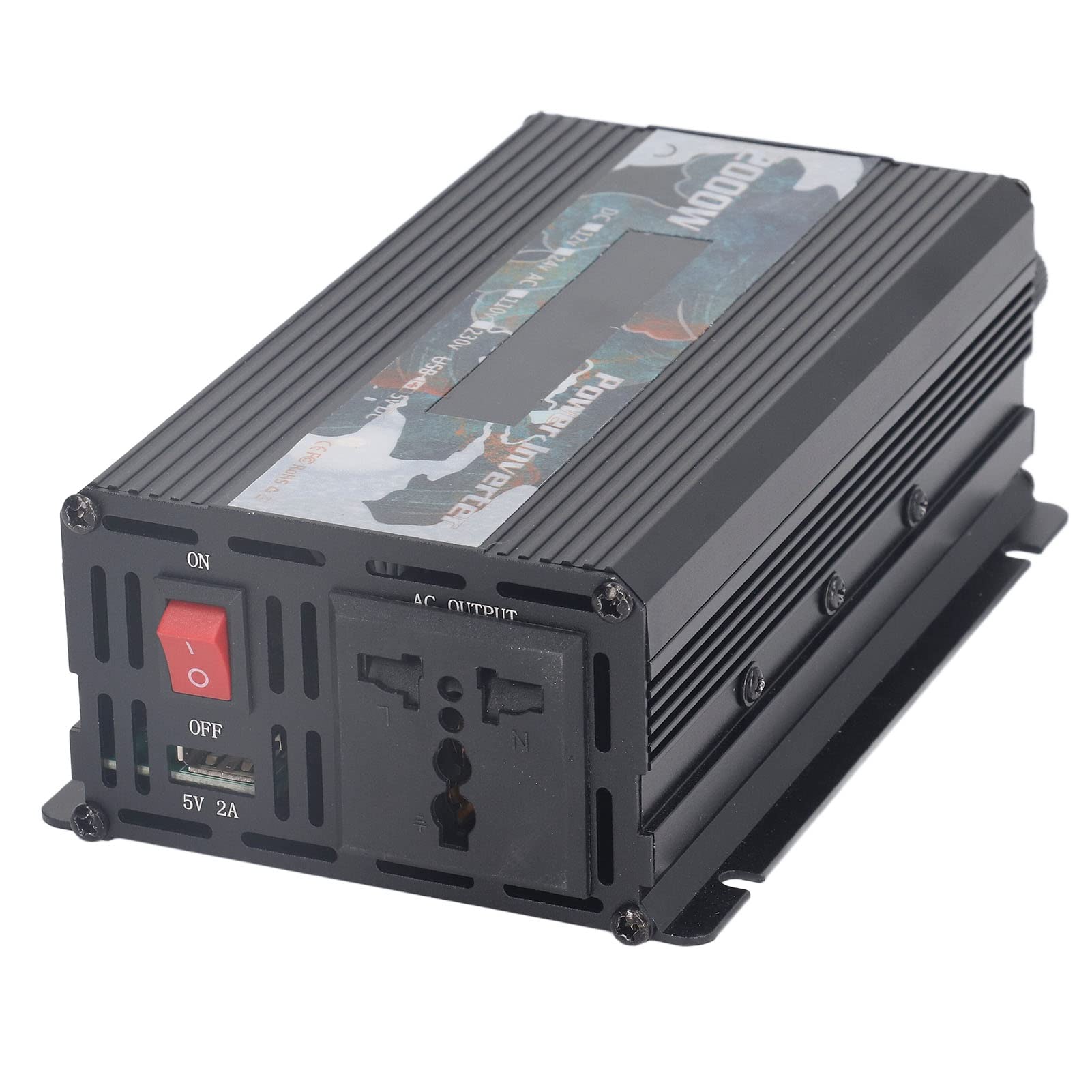 Samochodowa Przetwornica Napięcia Przetwornica Prądu Stałego na Prąd Przemienny ze Stopu Aluminium 2000 W Szczytowa 500 W Rzeczywisty Wyświetlacz LCD Podwójne USB Szybkie Chłodzenie do